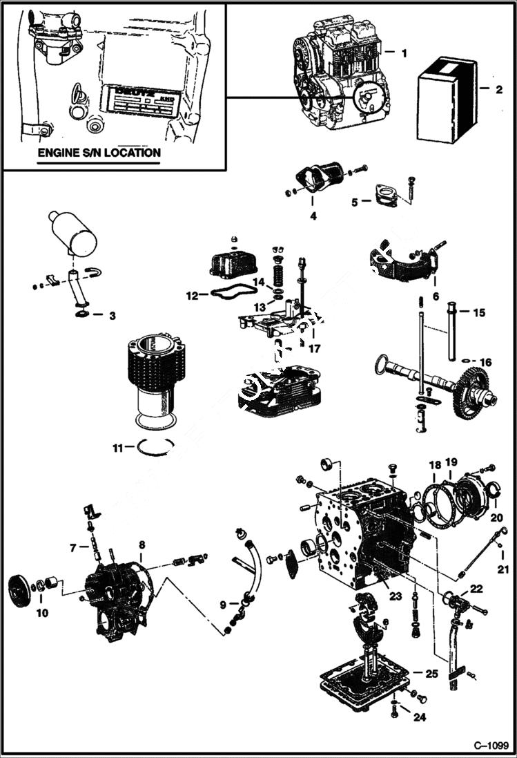 Схема запчастей Bobcat 600s - DEUTZ DIESEL ENGINE POWER UNIT