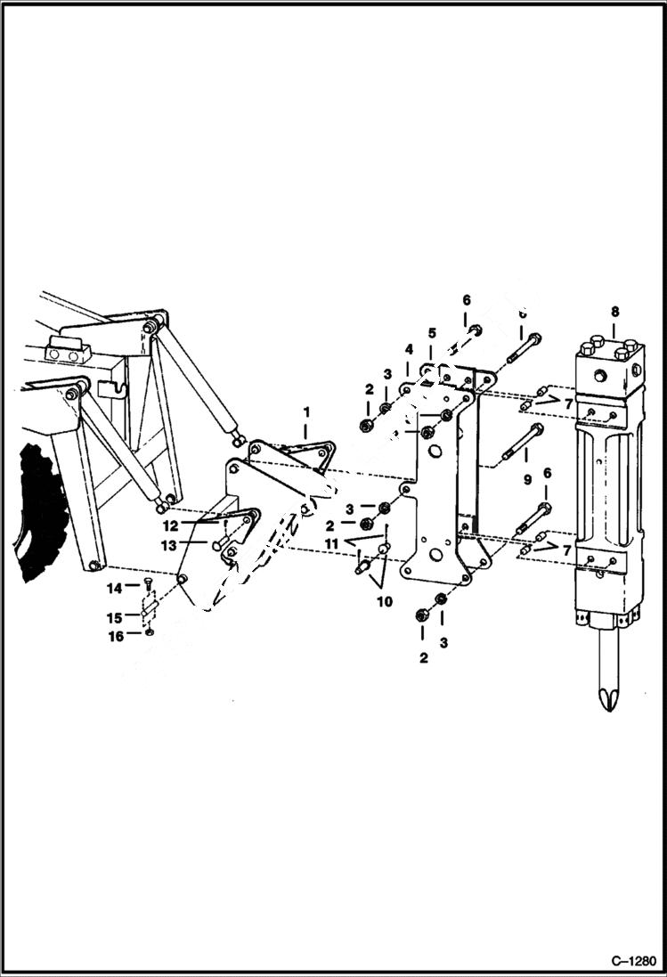Схема запчастей Bobcat BREAKERS - BREAKER (Demolition Hammer Mounting) Loader