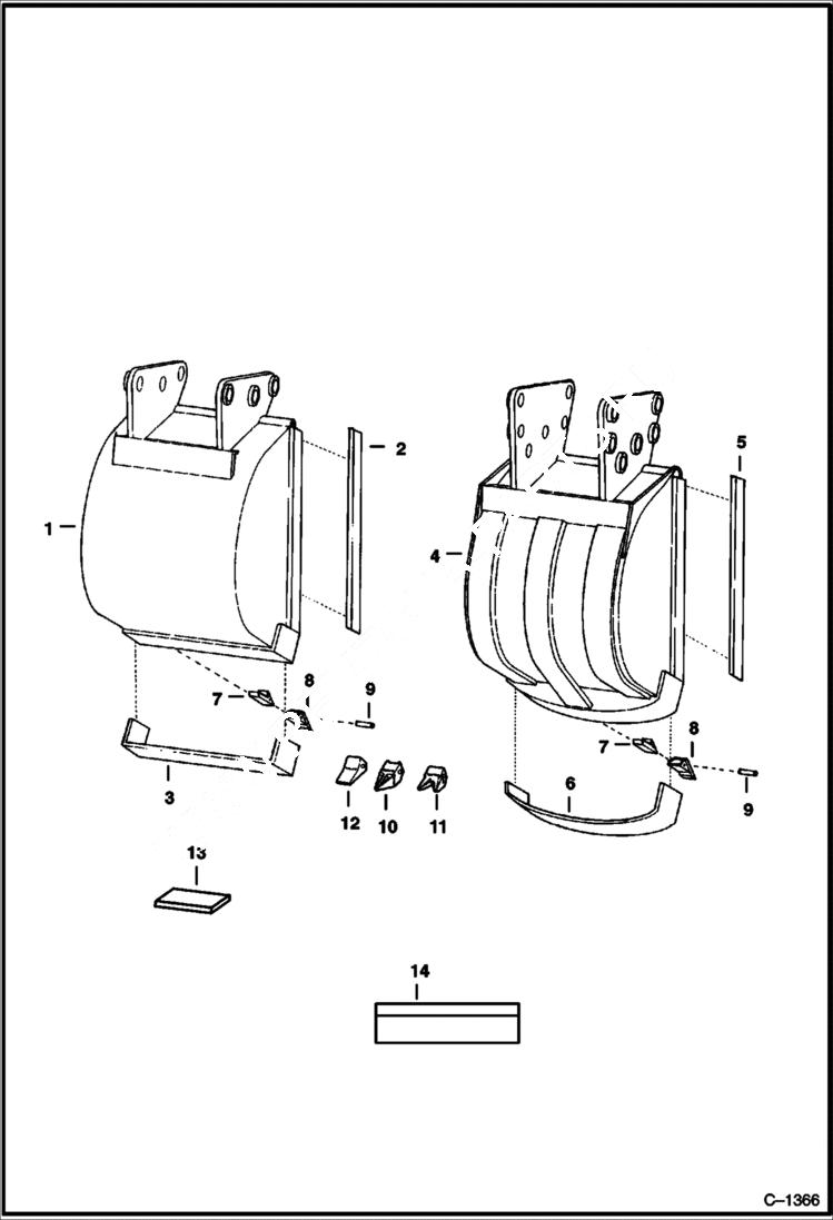 Схема запчастей Bobcat BACKHOE - BACKHOE (Buckets) (914) (914A) 914/914A BACKHOE