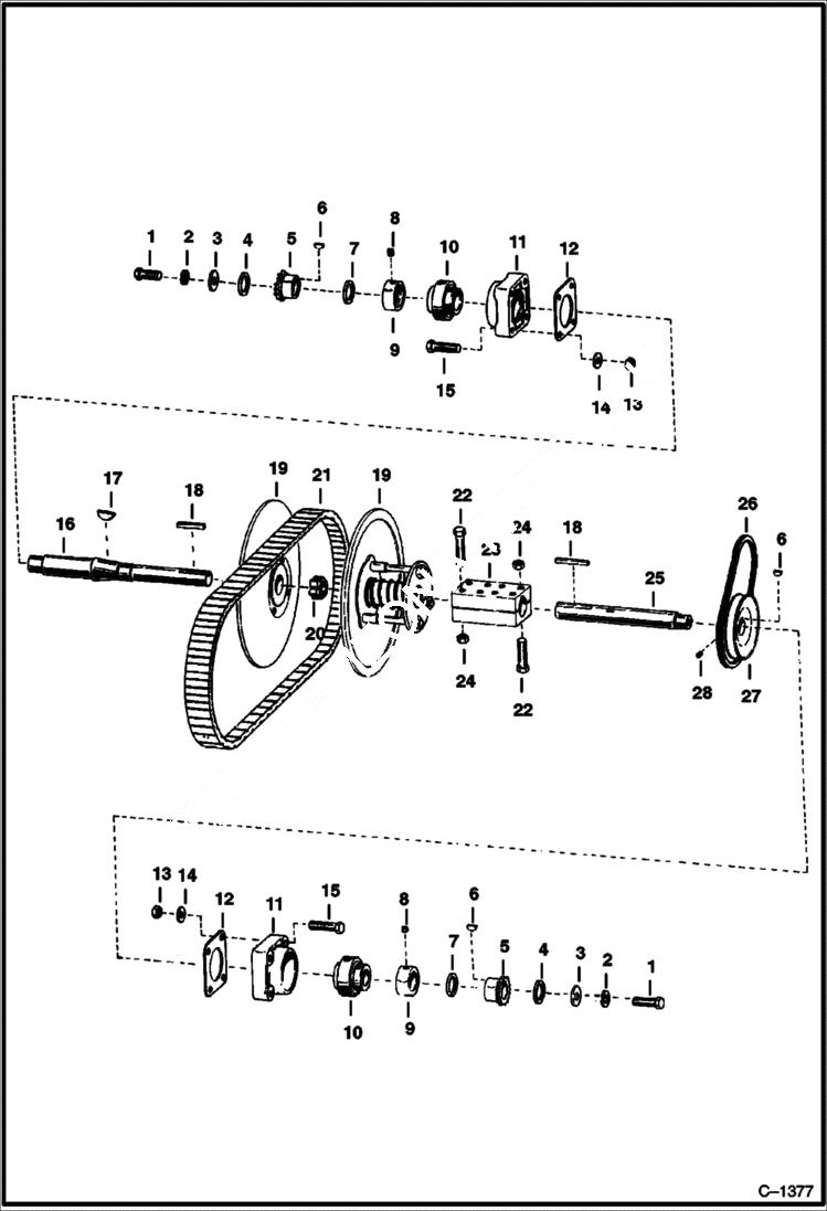 Схема запчастей Bobcat 600s - VARIABLE SPEED JACKSHAFT Tapered Jackshaft DRIVE TRAIN