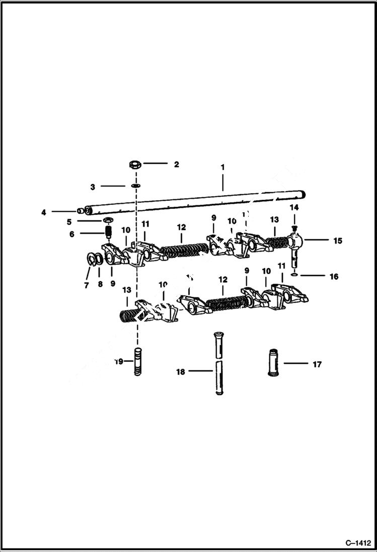Схема запчастей Bobcat 900s - ROCKER SHAFT (Perkins) POWER UNIT