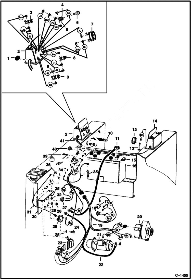 Схема запчастей Bobcat 600s - MAIN FRAME ELECTRICAL CIRCUIT Deutz - W/Delco Alternator ELECTRICAL SYSTEM
