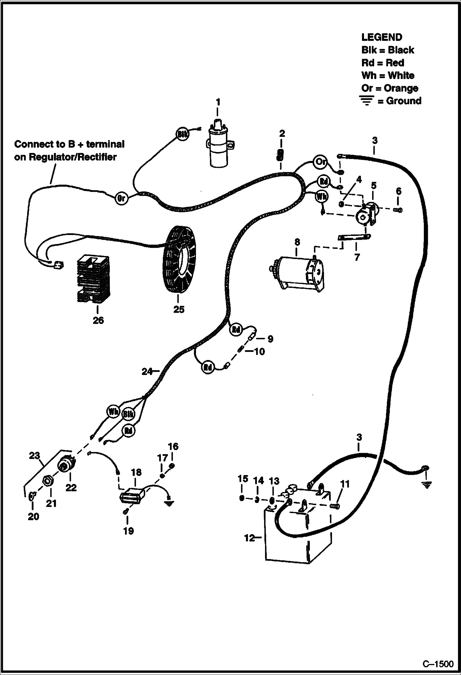 Схема запчастей Bobcat 300s - MAIN FRAME ELECTRICAL CIRCUITRY S/N 4953-B-1576-UGM & Below ELECTRICAL SYSTEM