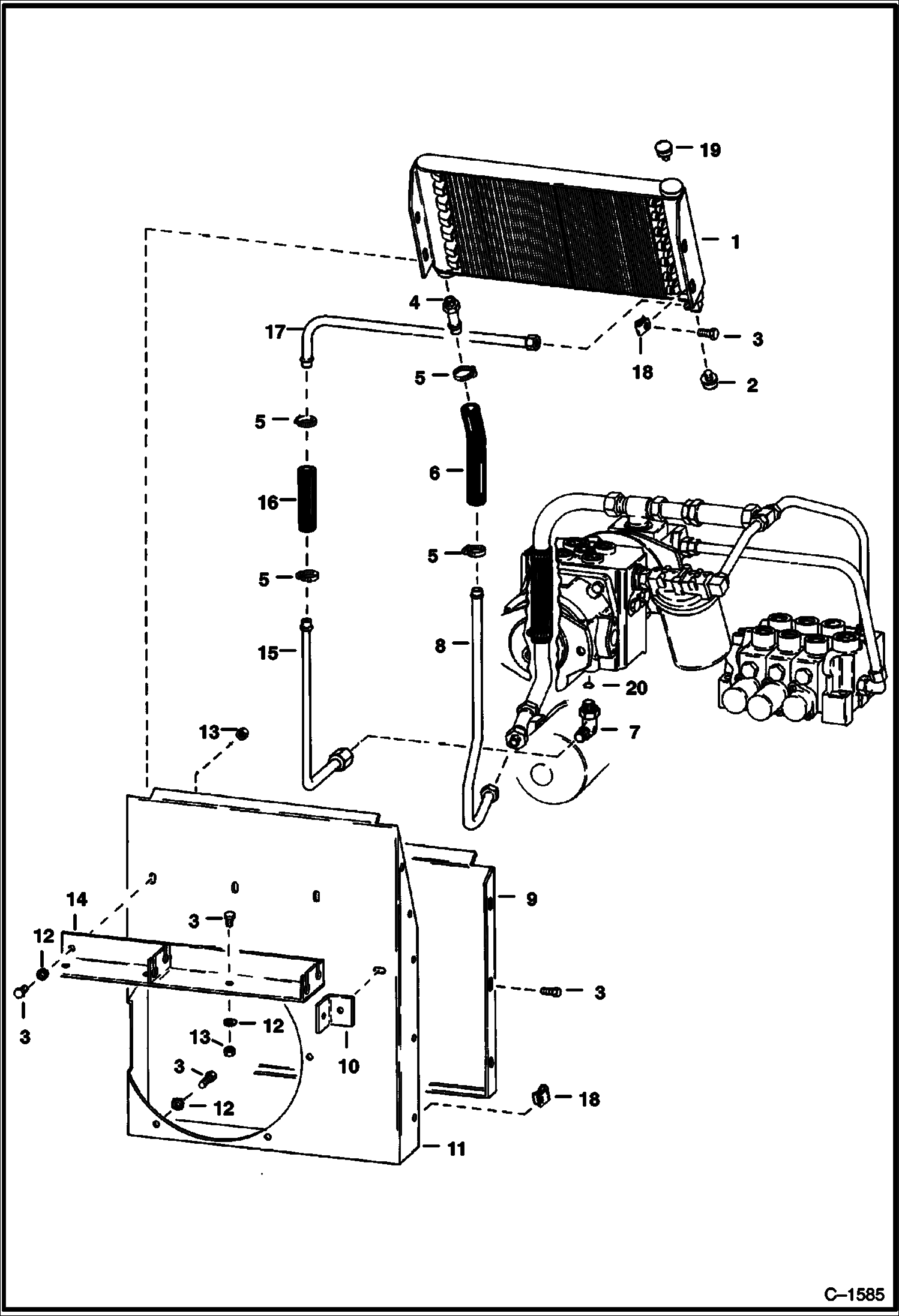 Схема запчастей Bobcat 700s - HYDROSTATIC OIL COOLER CIRCUITRY HYDROSTATIC SYSTEM