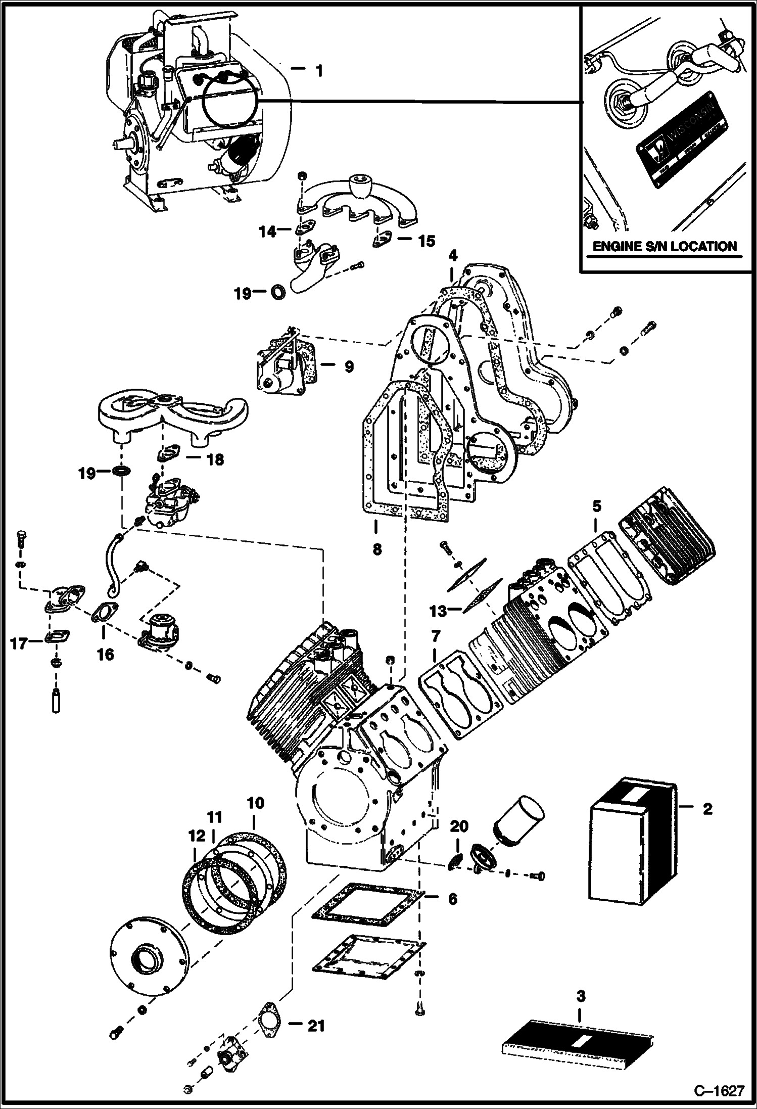 Схема запчастей Bobcat 600s - WISCONSIN ENGINE POWER UNIT