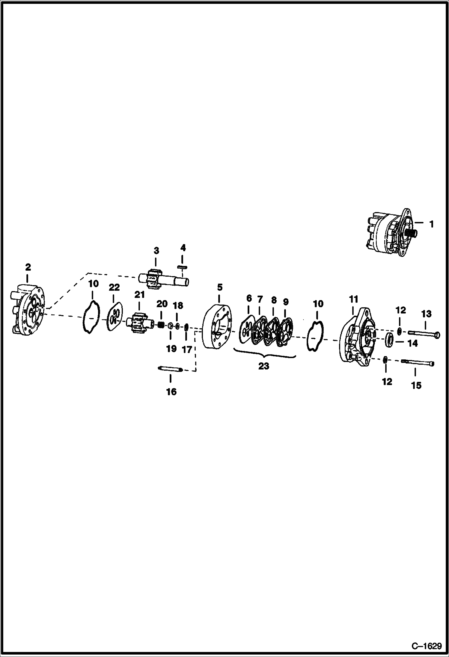 Схема запчастей Bobcat 600s - HYDRAULIC PUMP Parker No. H39AD2G HYDRAULIC SYSTEM