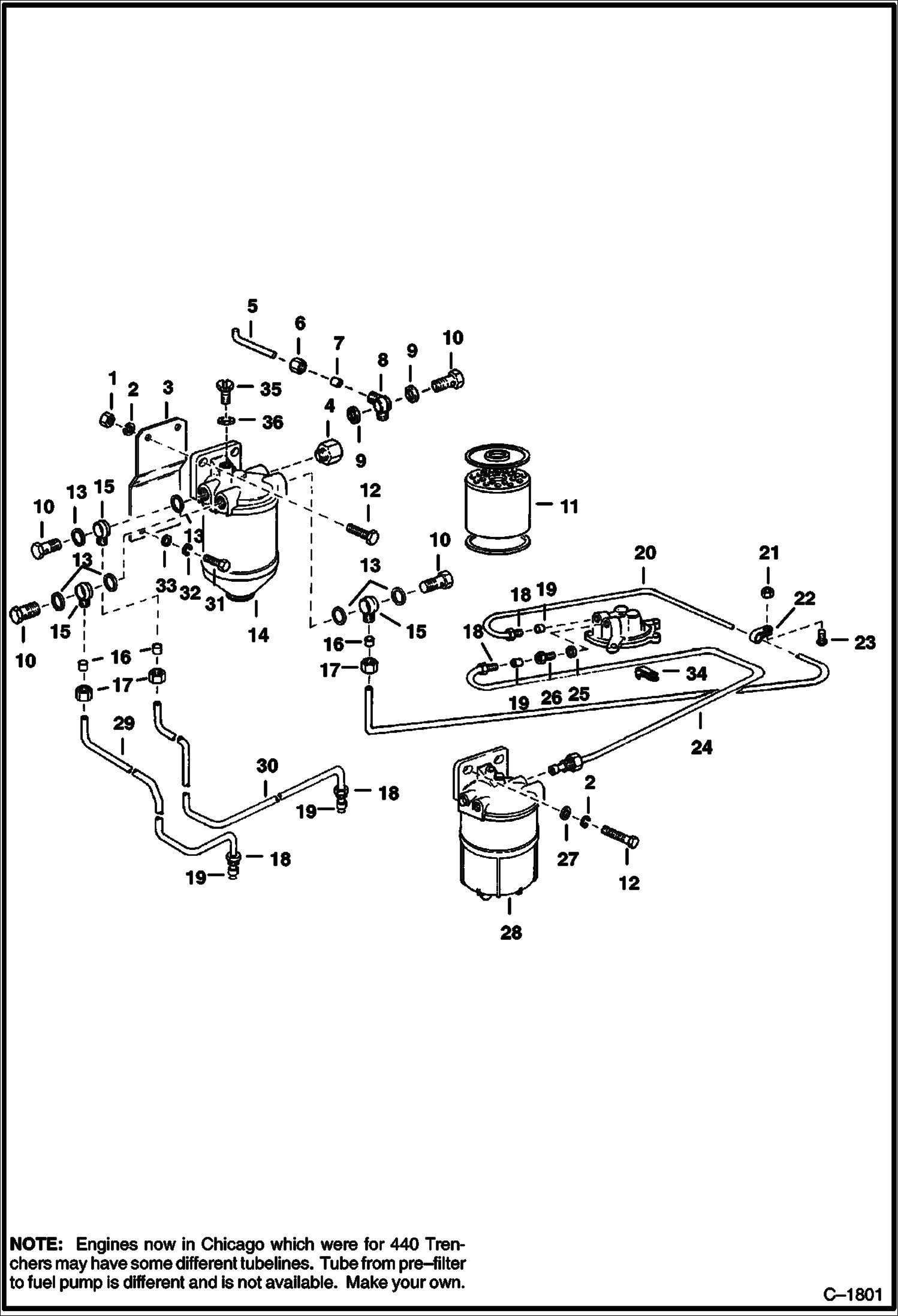 Схема запчастей Bobcat 800s - FUEL OIL FILTER POWER UNIT