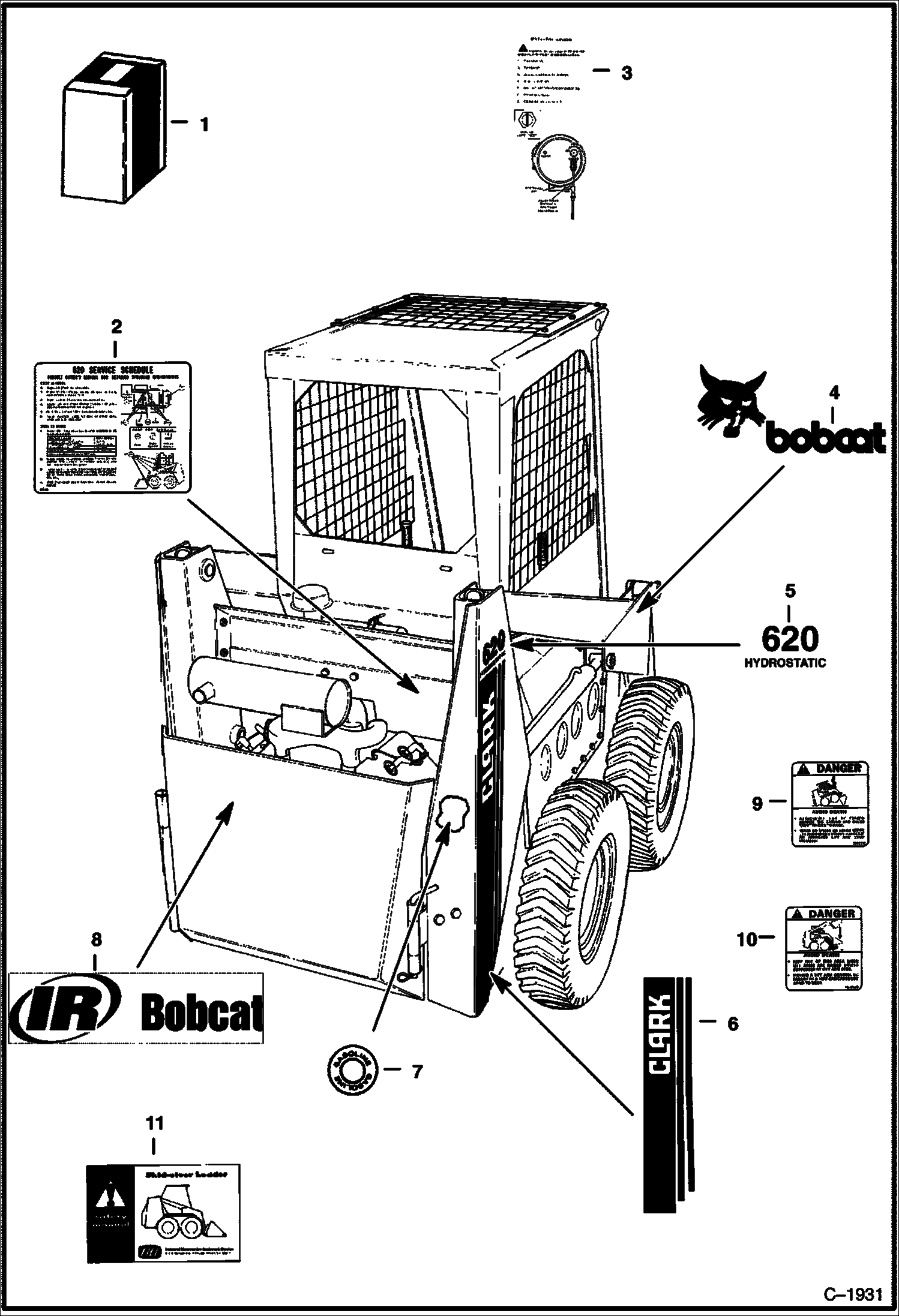 Схема запчастей Bobcat 600s - DECALS ACCESSORIES & OPTIONS