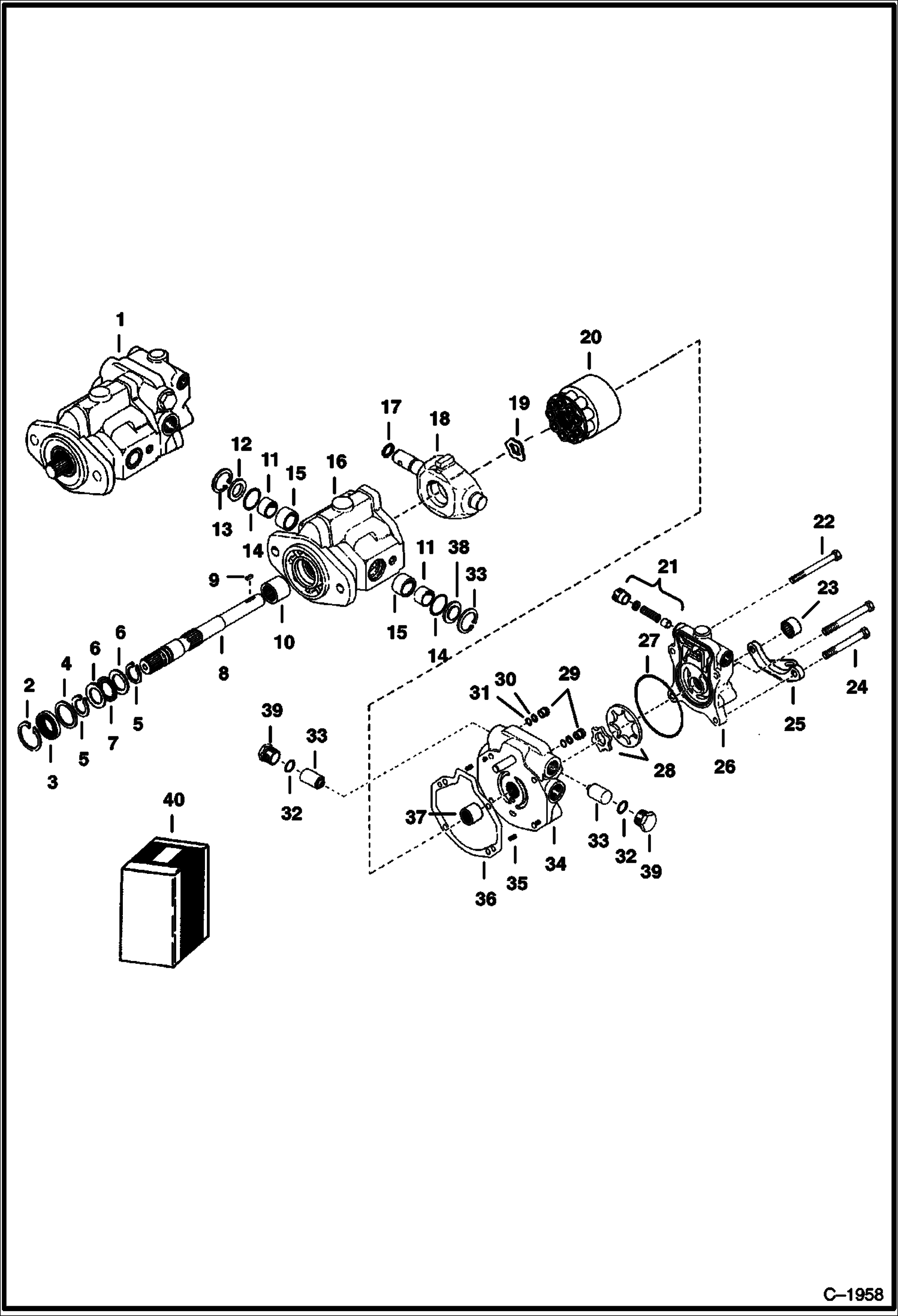 Схема запчастей Bobcat 800s - HYDROSTATIC PUMPS (Front - RAB - Old) HYDROSTATIC SYSTEM