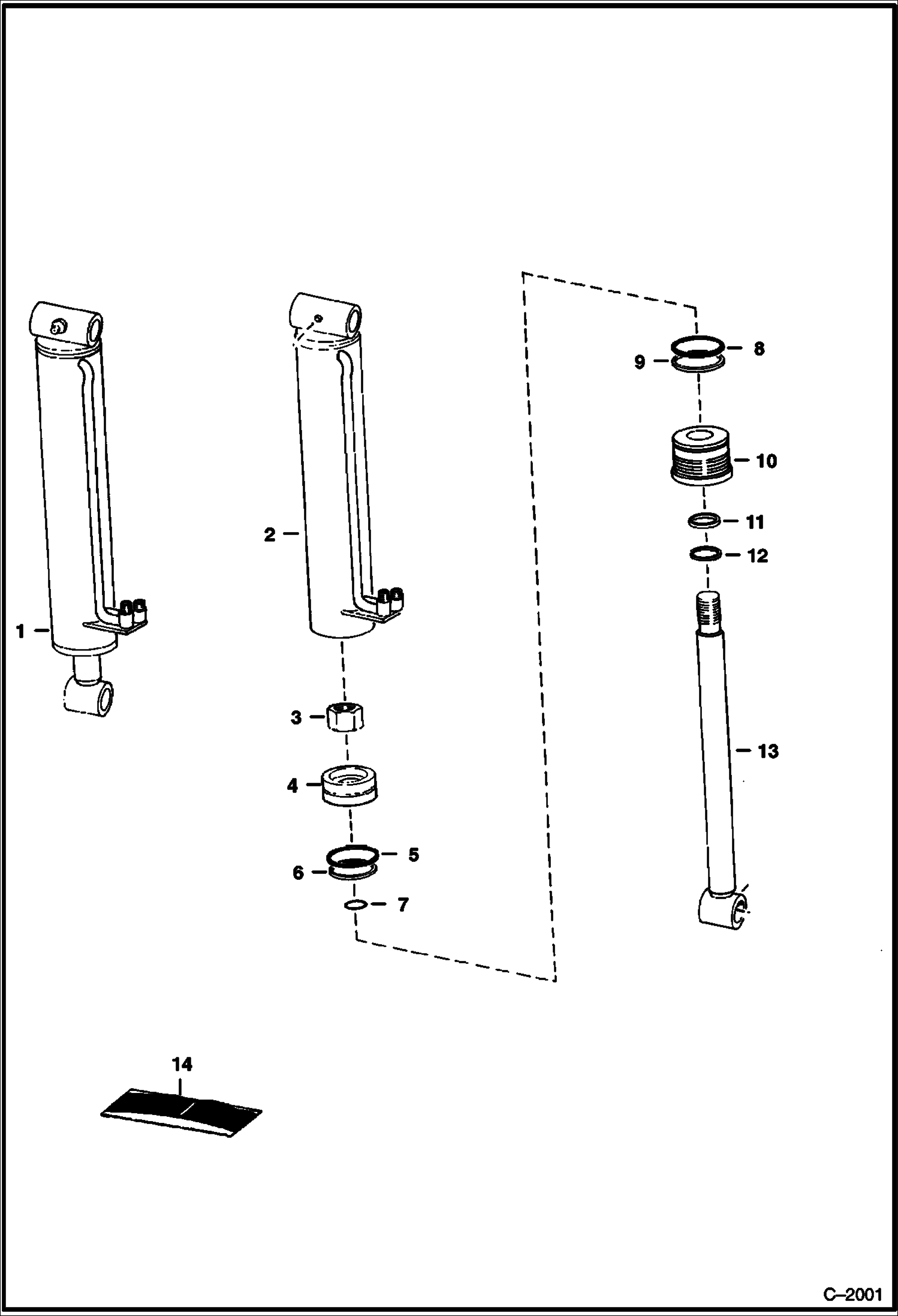 Схема запчастей Bobcat 600s - TILT CYLINDER (S/N 12999 & Below) (3 in. I.D.) HYDRAULIC SYSTEM