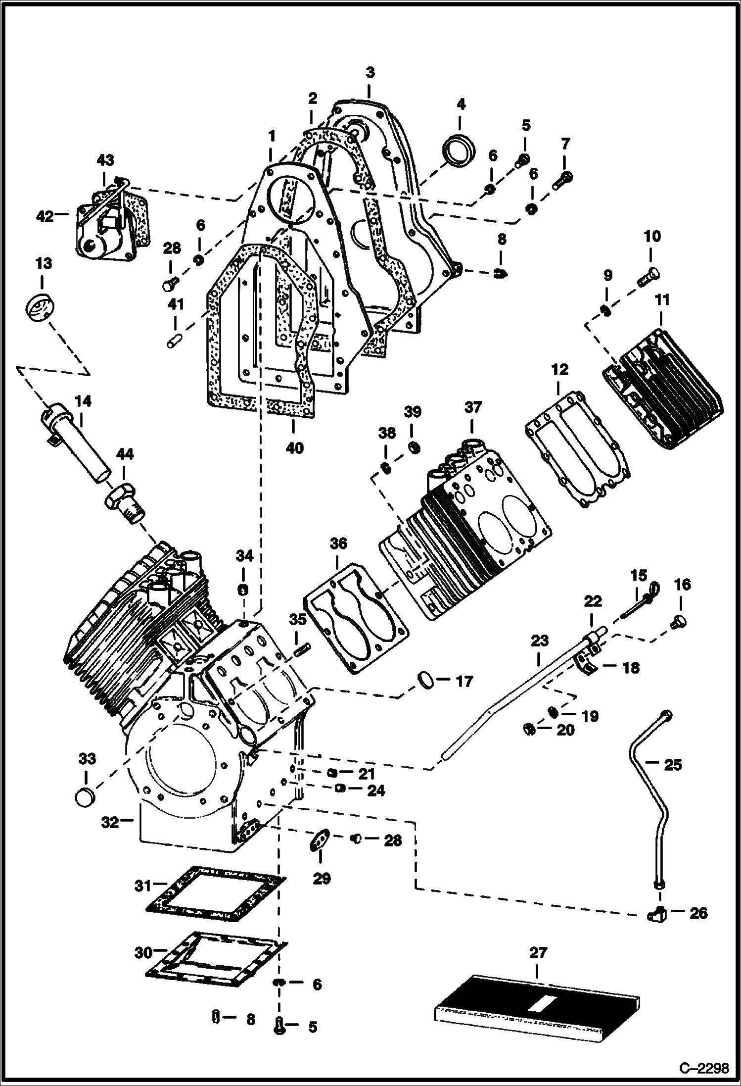Схема запчастей Bobcat 700s - CRANKCASE & GEAR COVER POWER UNIT