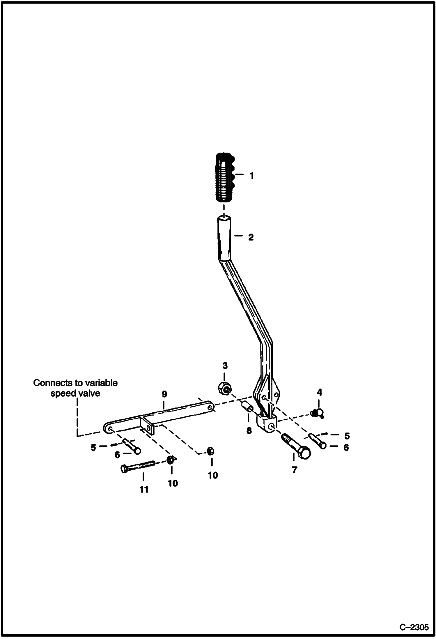 Схема запчастей Bobcat 500s - VARIABLE SPEED CONTROL LEVER HYDRAULIC SYSTEM