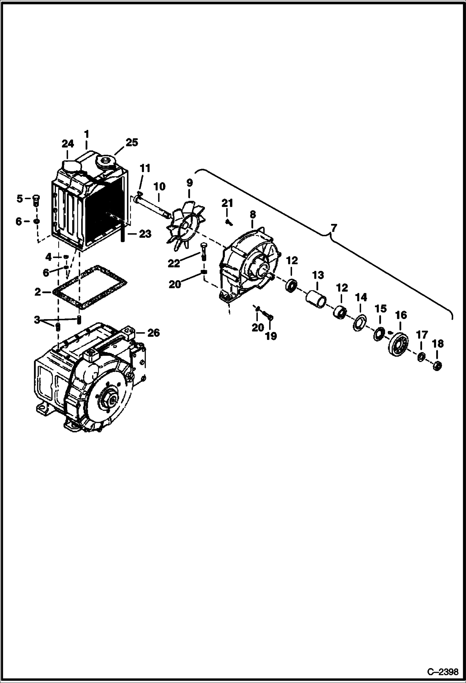 Схема запчастей Bobcat 300s - RADIATOR & BLOWER POWER UNIT