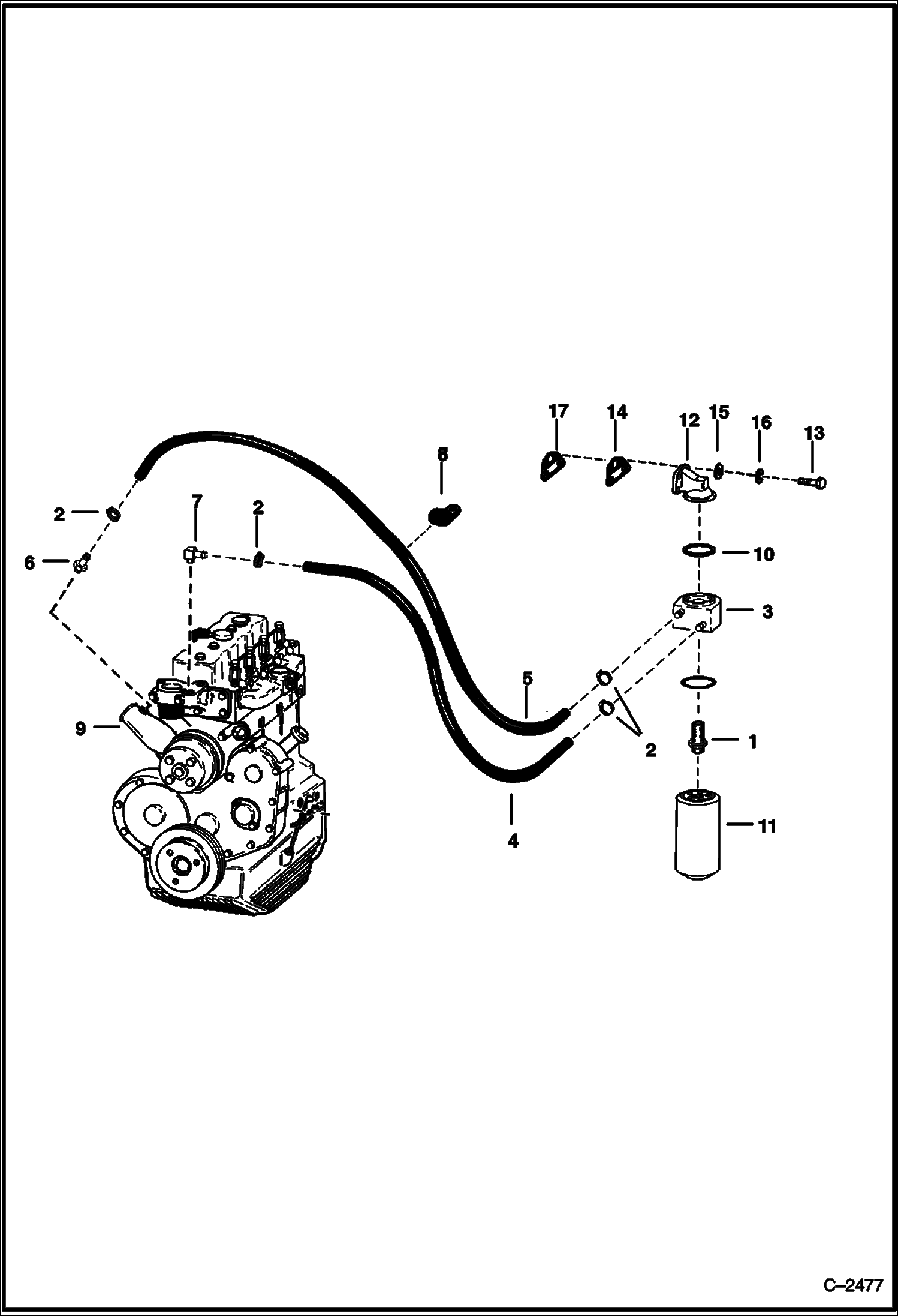 Схема запчастей Bobcat Articulated Loaders - ENGINE OIL COOLER & FILTER POWER UNIT