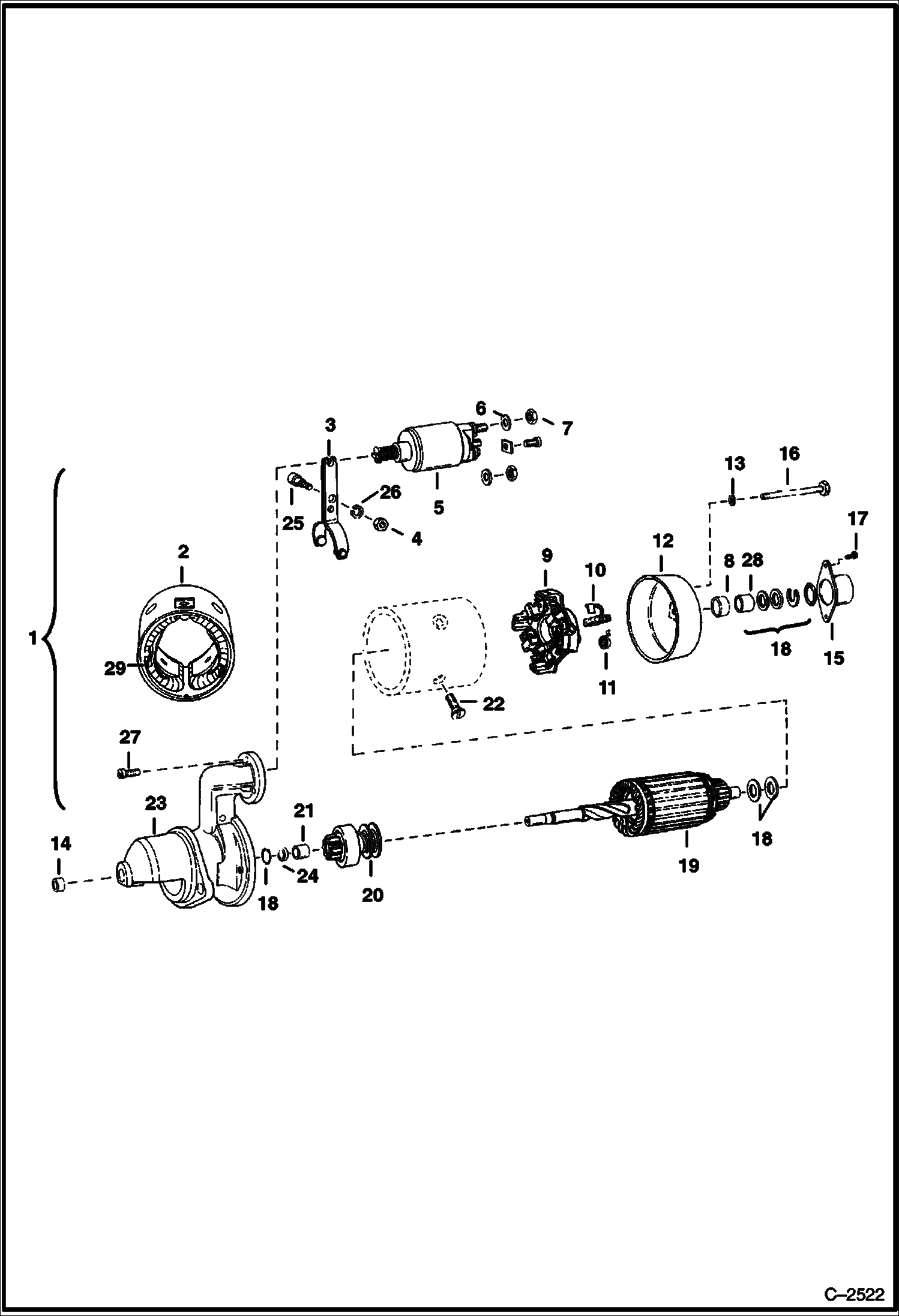 Схема запчастей Bobcat 700s - STARTER (Bosch #0-001-311-113) ELECTRICAL SYSTEM