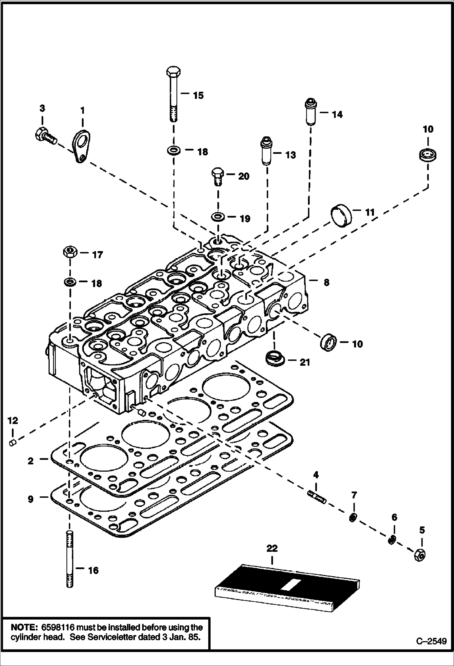 Схема запчастей Bobcat 700s - CYLINDER HEAD POWER UNIT