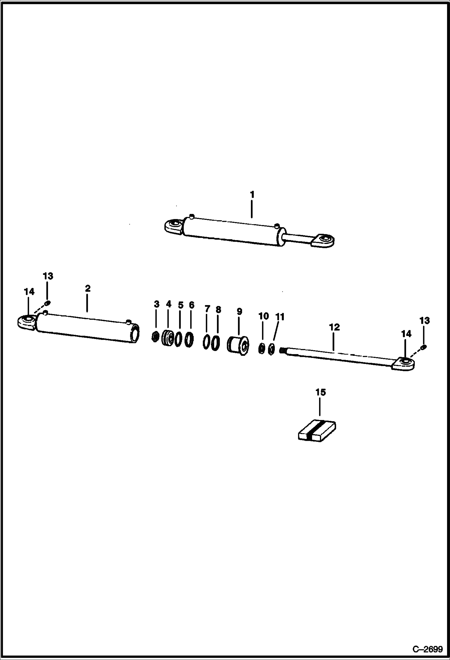 Схема запчастей Bobcat Articulated Loaders - STEERING CYLINDER (S/N 13136 & Below) HYDRAULIC SYSTEM