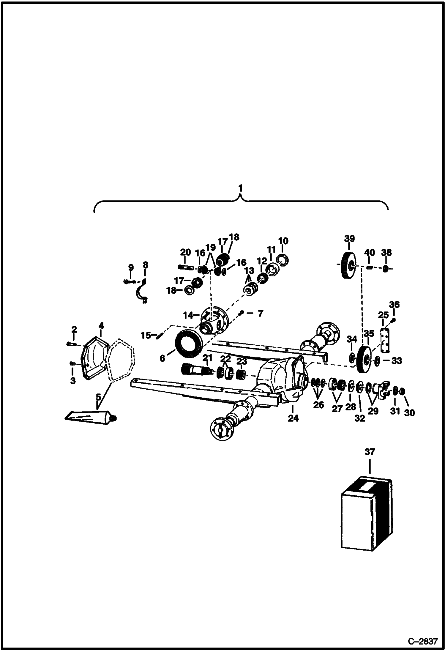Схема запчастей Bobcat Articulated Loaders - REAR DIFFERENTIAL DRIVE TRAIN