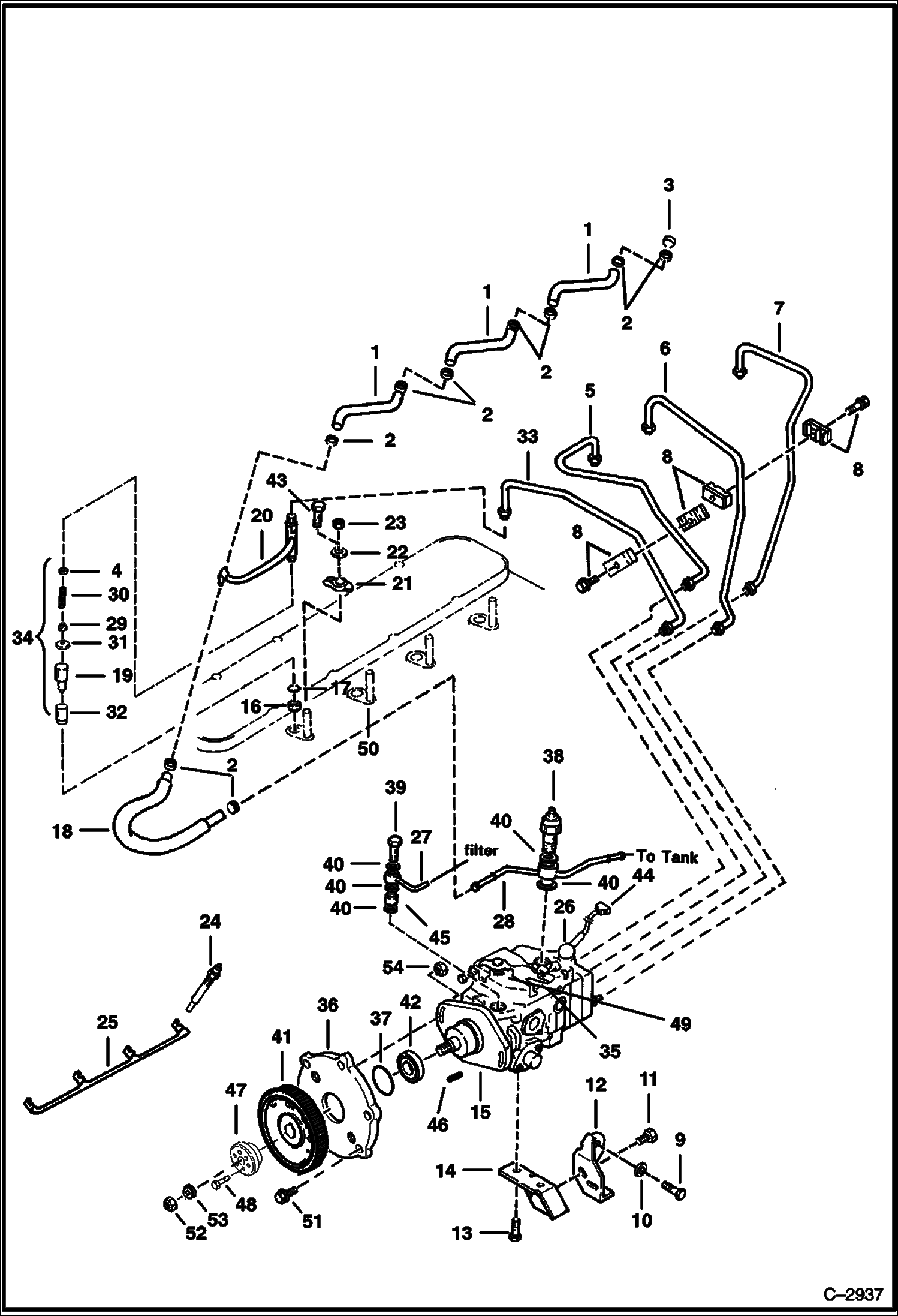 Схема запчастей Bobcat 800s - FUEL INJECTION SYSTEM POWER UNIT