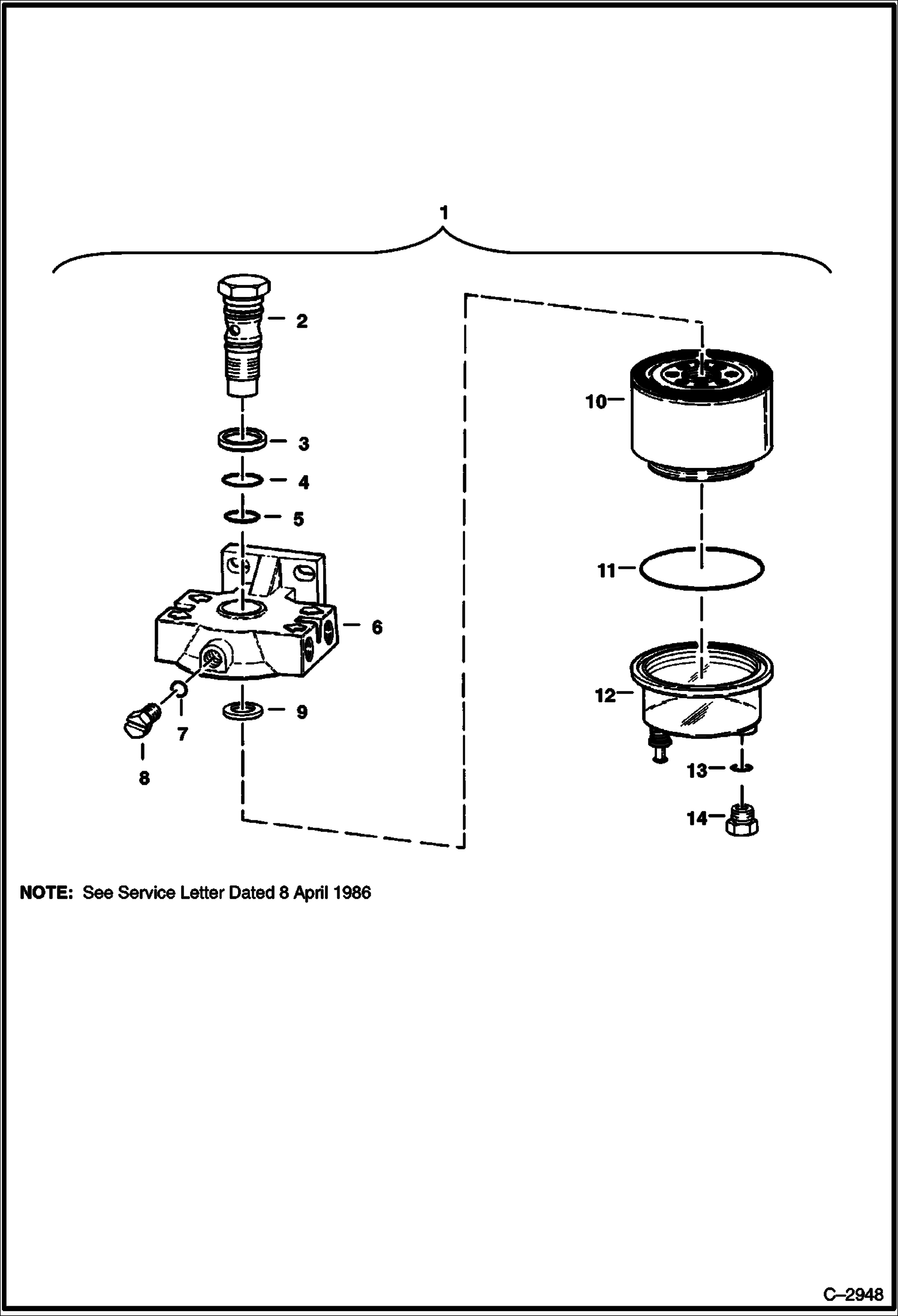 Схема запчастей Bobcat Feller Buncher - FUEL FILTER (S/N 11058 & Below) POWER UNIT