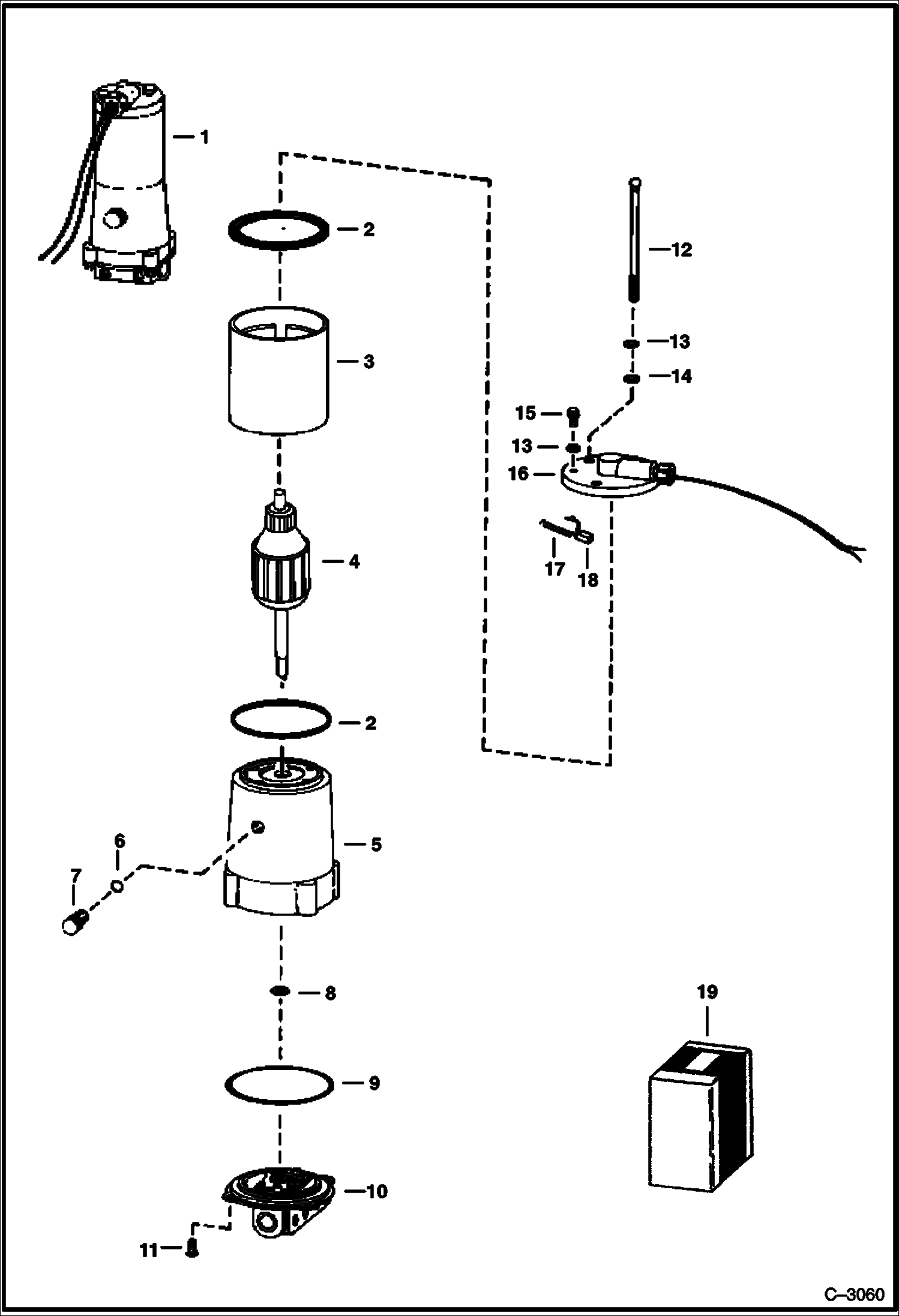 Схема запчастей Bobcat 900s - CAB TILT MOTOR & PUMP (Prestolite - S/N 11286 & Below) MAIN FRAME