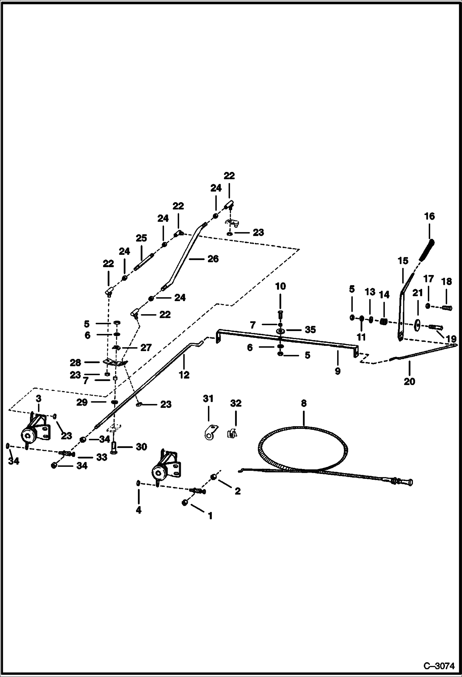Схема запчастей Bobcat 500s - THROTTLE & CHOKE (S/N 11999 & Below) POWER UNIT