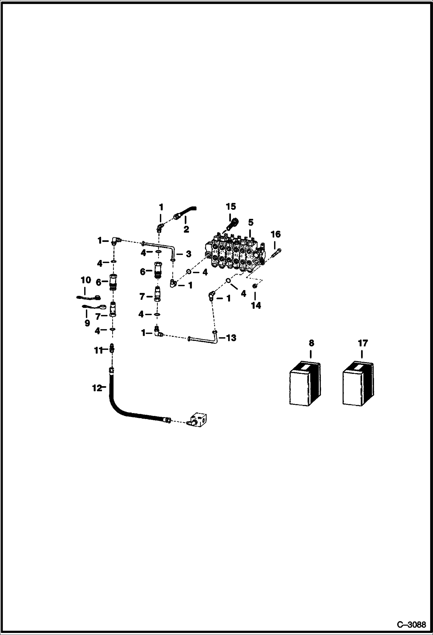 Схема запчастей Bobcat BACKHOE - BACKHOE (Hydraulic Circuitry) (914B 058900101 - 11178) 911B/914B BACKHOE