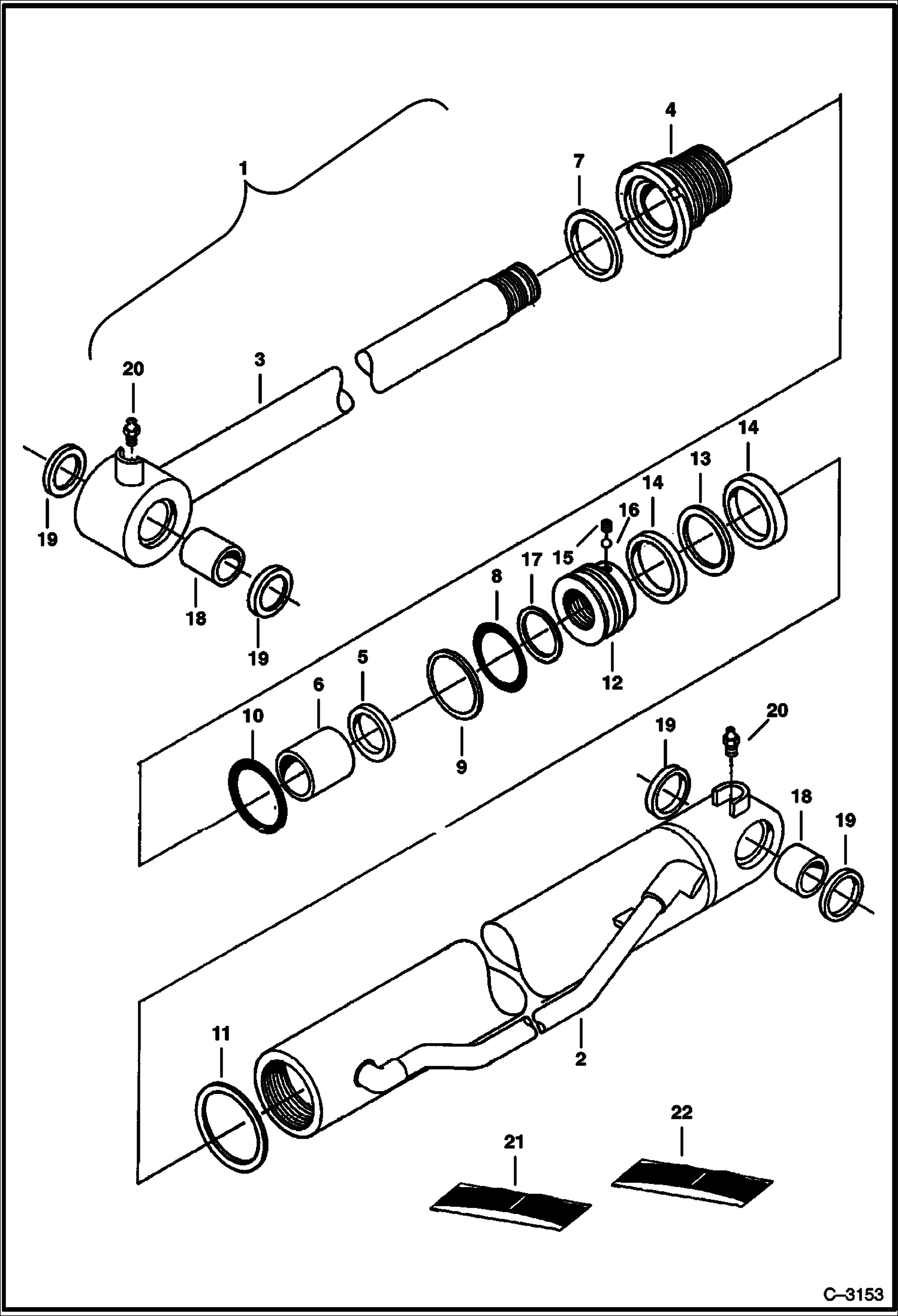 Схема запчастей Bobcat 225 - BUCKET CYLINDER (Original Equipment) HYDRAULIC SYSTEM