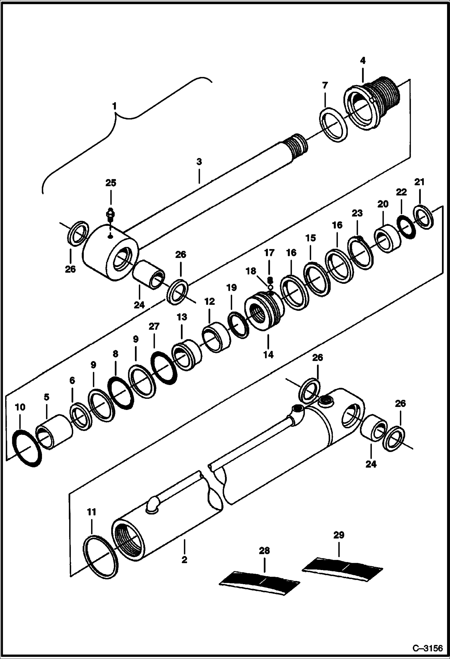 Схема запчастей Bobcat 225 - SWING CYLINDER (Original Equipment) HYDRAULIC SYSTEM