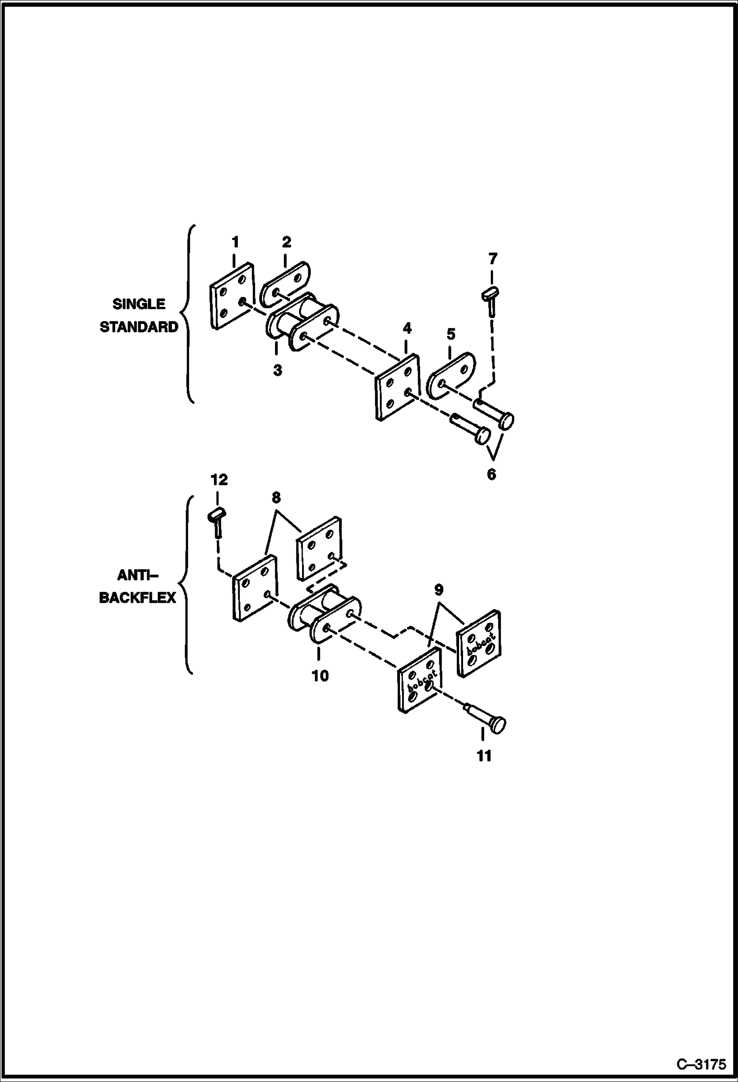 Схема запчастей Bobcat TRENCHERS - TRENCHER (Chain Repair Parts) (Rexnord - 42,01 mm (1.654)) (MX102 All S/Ns for 331,334,335,337,341,430,435) Экскаваторы