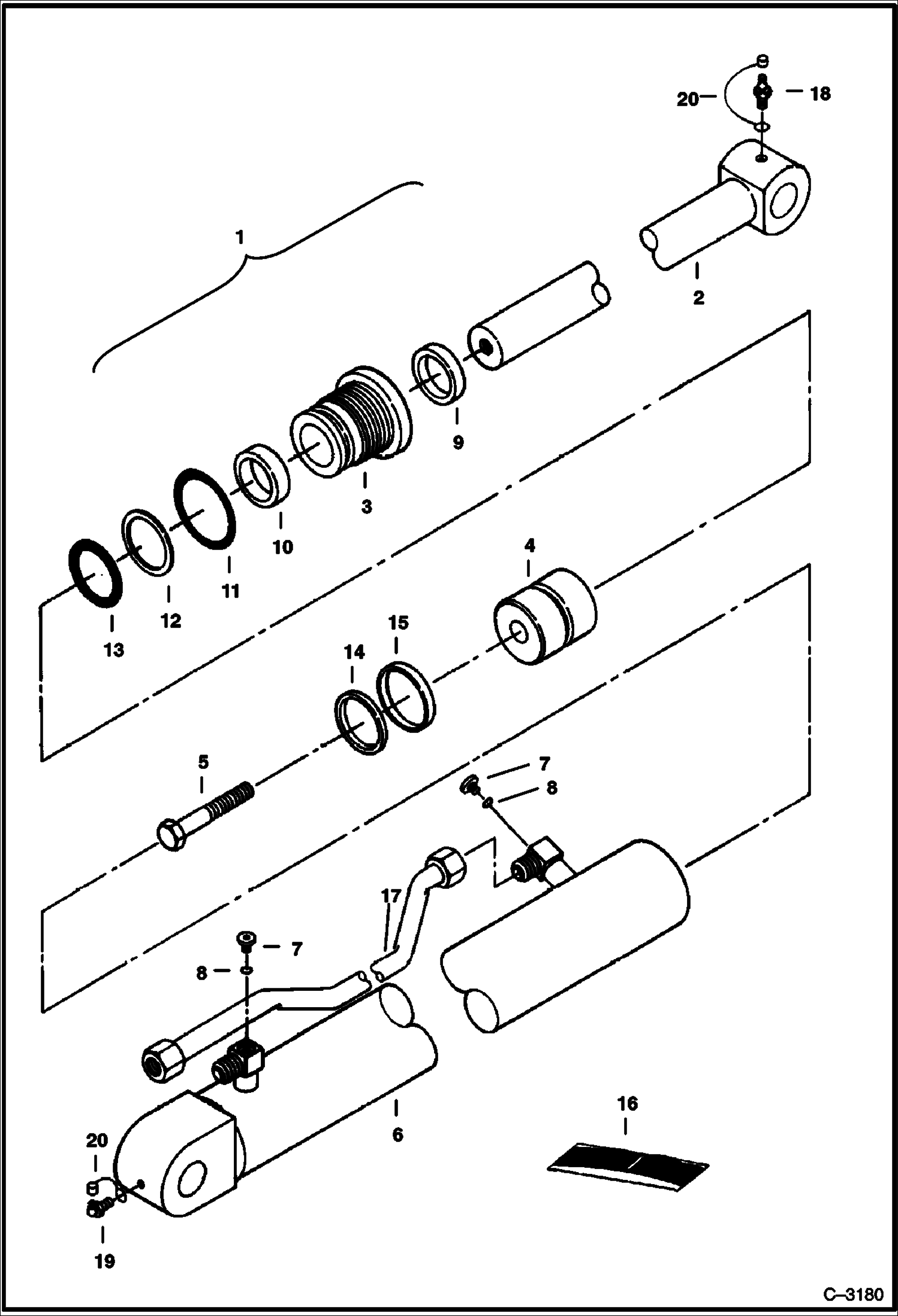 Схема запчастей Bobcat 220 - ARM CYLINDER Bobcat HYDRAULIC SYSTEM