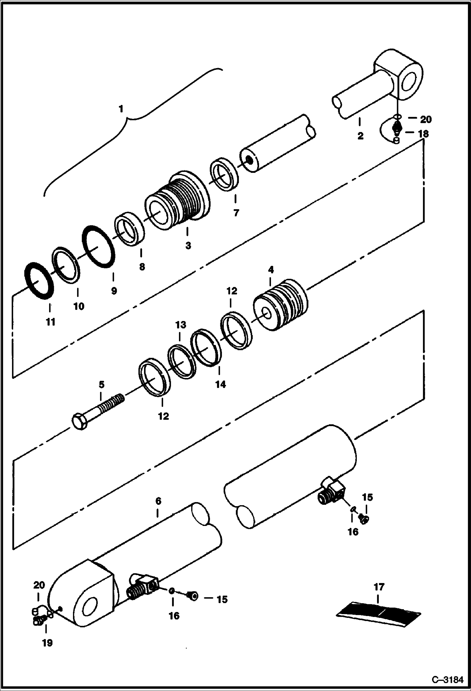 Схема запчастей Bobcat 220 - SWING CYLINDER Bobcat HYDRAULIC SYSTEM