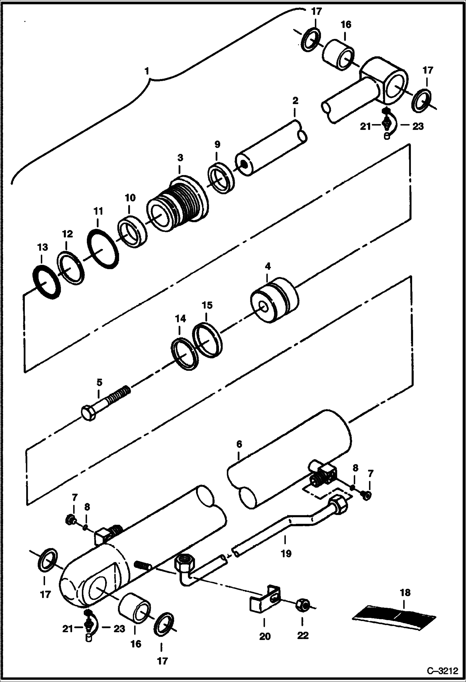 Схема запчастей Bobcat 225 - BUCKET CYLINDER (Bobcat) HYDRAULIC SYSTEM