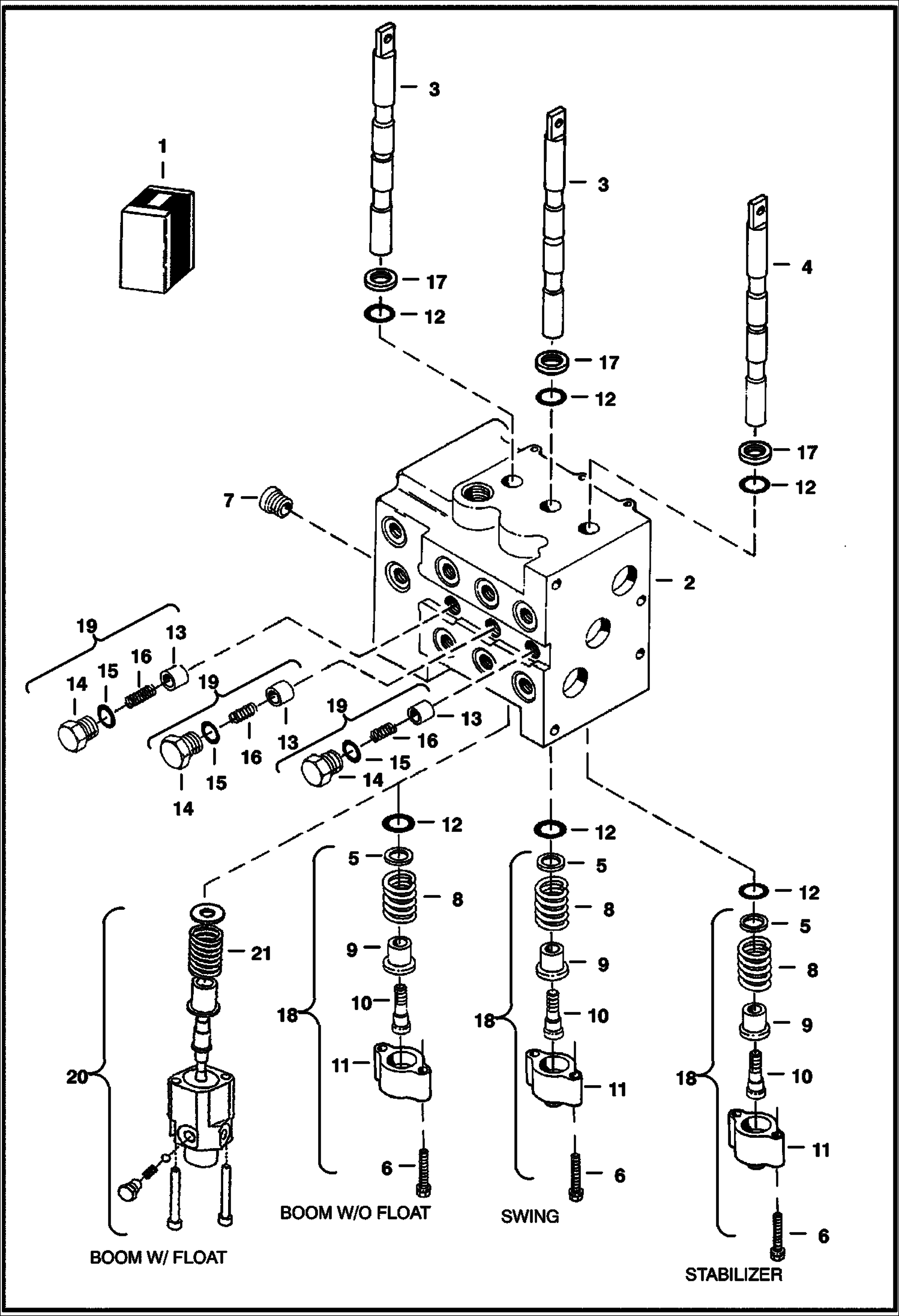 Схема запчастей Bobcat BACKHOE - BACKHOE (Control Valve) (Section) (607 7750) 607 BACKHOE