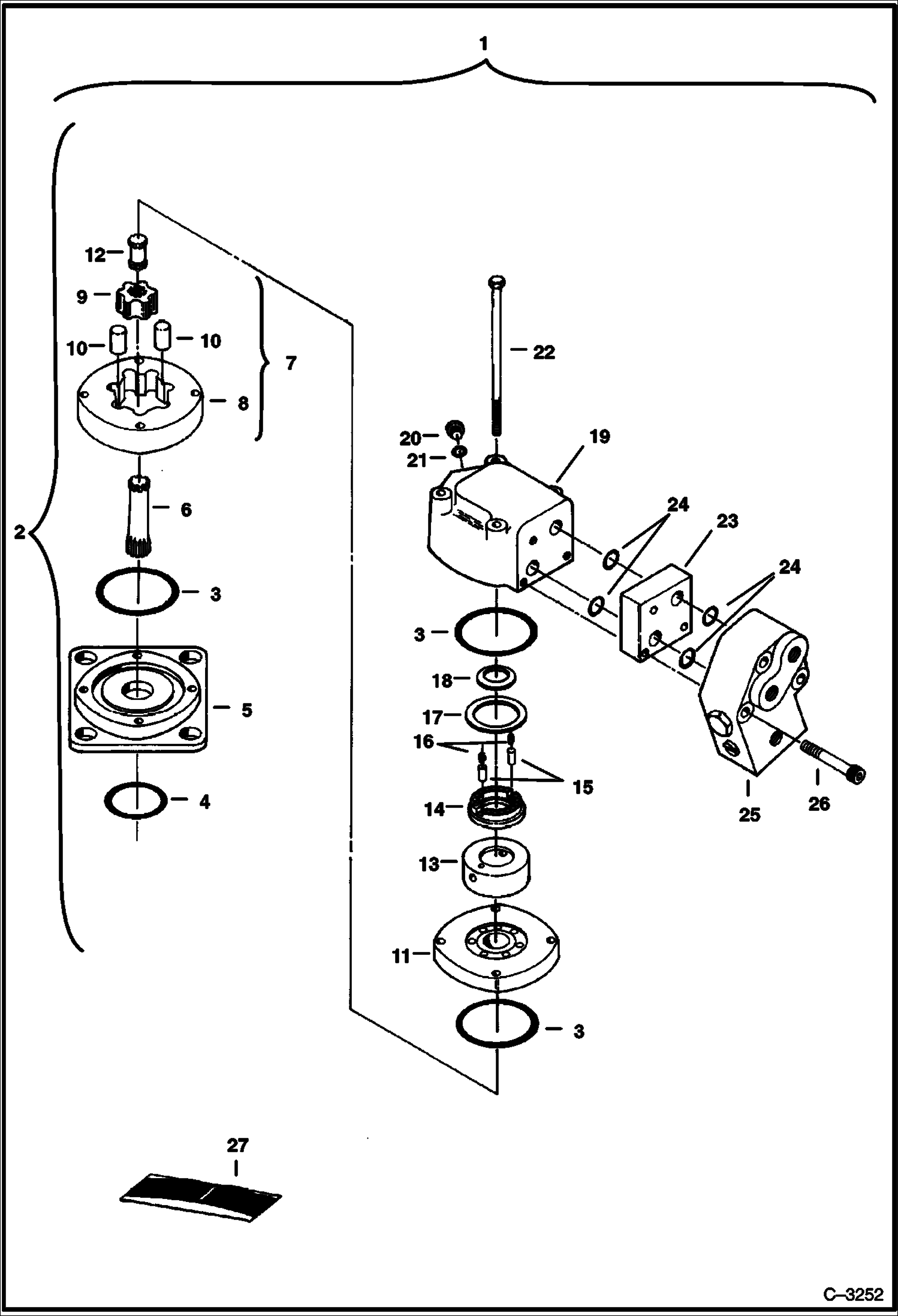 Схема запчастей Bobcat 331 - SWING MOTOR (S/N 512911001-512911056) HYDRAULIC SYSTEM