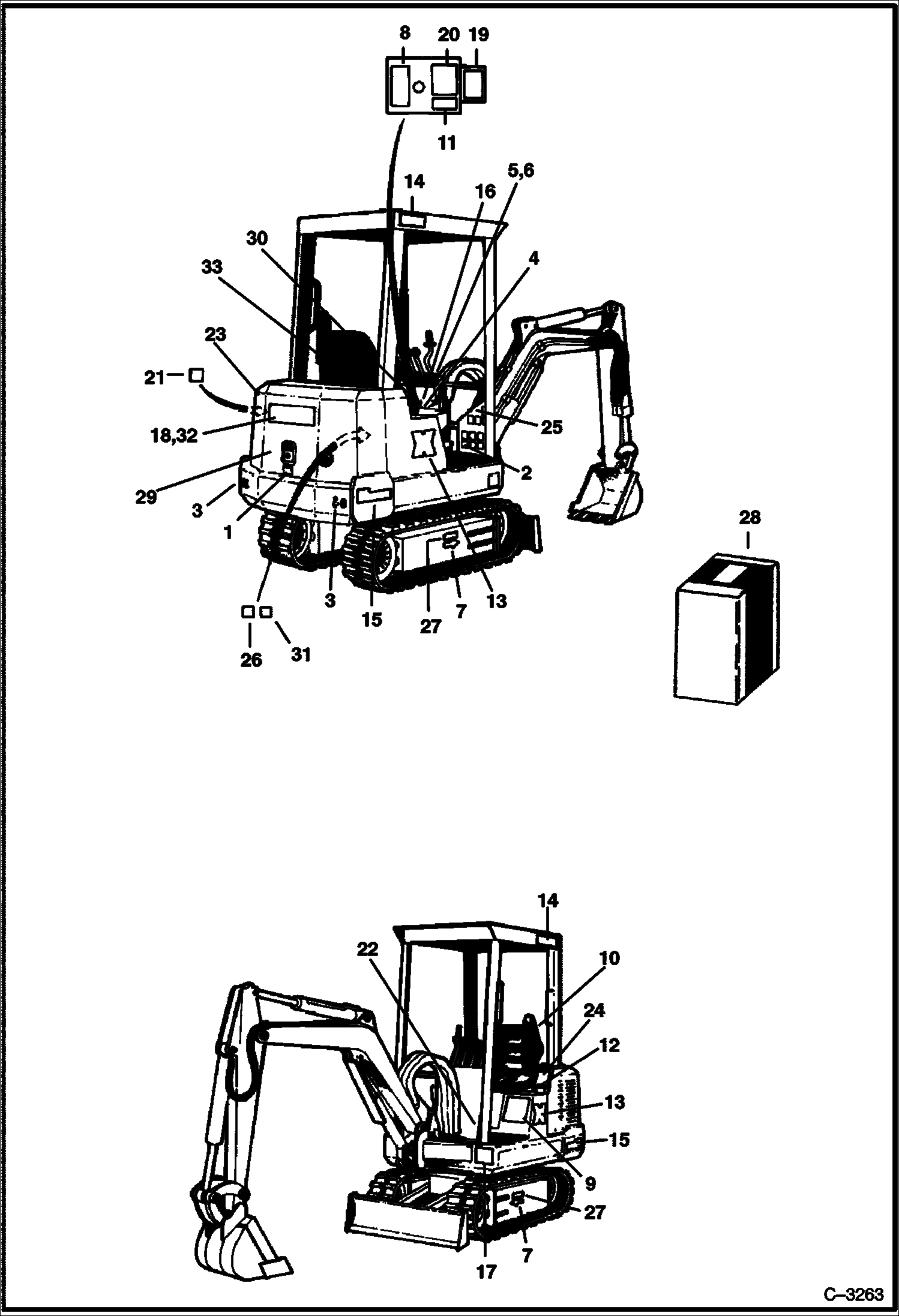 Схема запчастей Bobcat 220 - DECALS ACCESSORIES & OPTIONS
