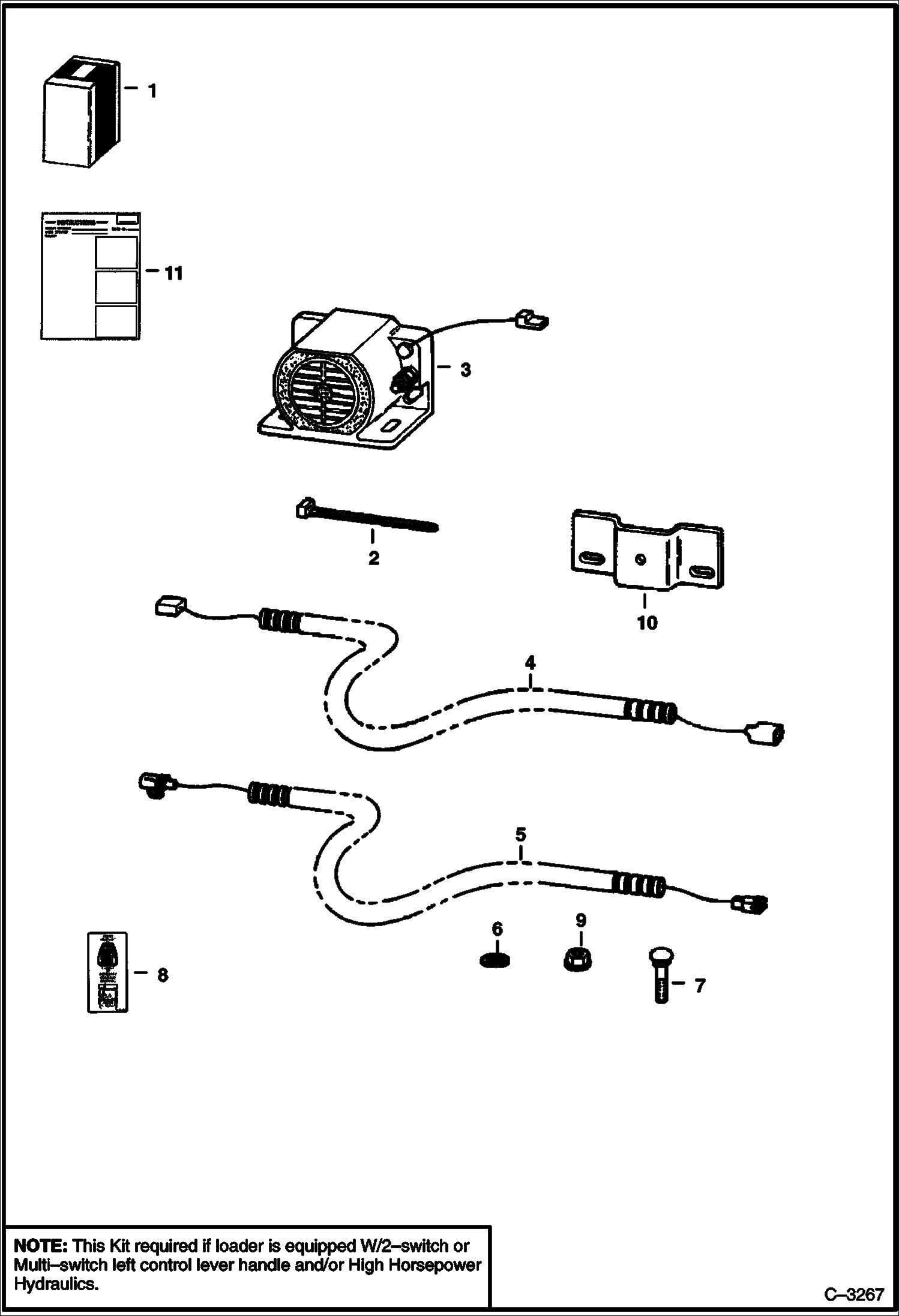 Схема запчастей Bobcat 700s - HORN KIT ACCESSORIES & OPTIONS