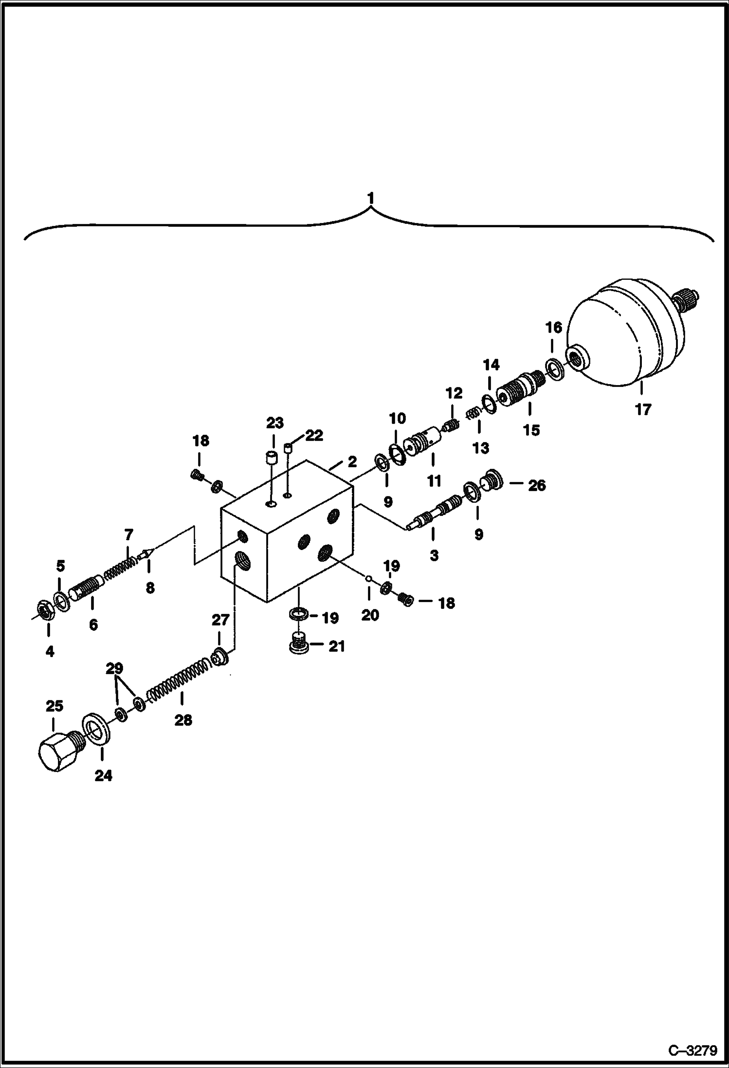 Схема запчастей Bobcat 231 - ACCUMULATOR VALVE HYDRAULIC SYSTEM