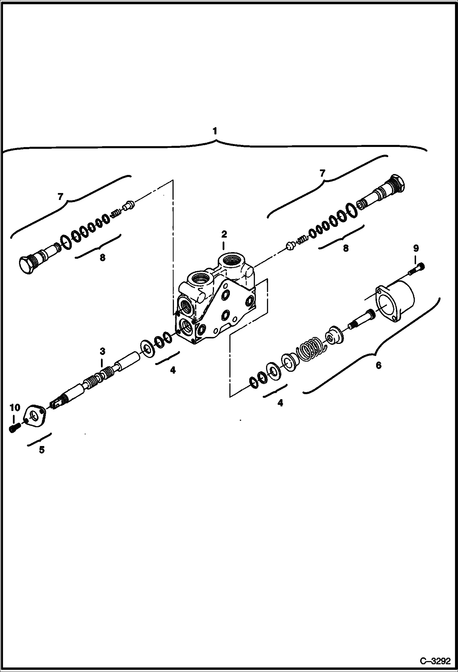 Схема запчастей Bobcat 331 - VALVE SECTION (Auxiliary) (6 Spool Valve) HYDRAULIC SYSTEM