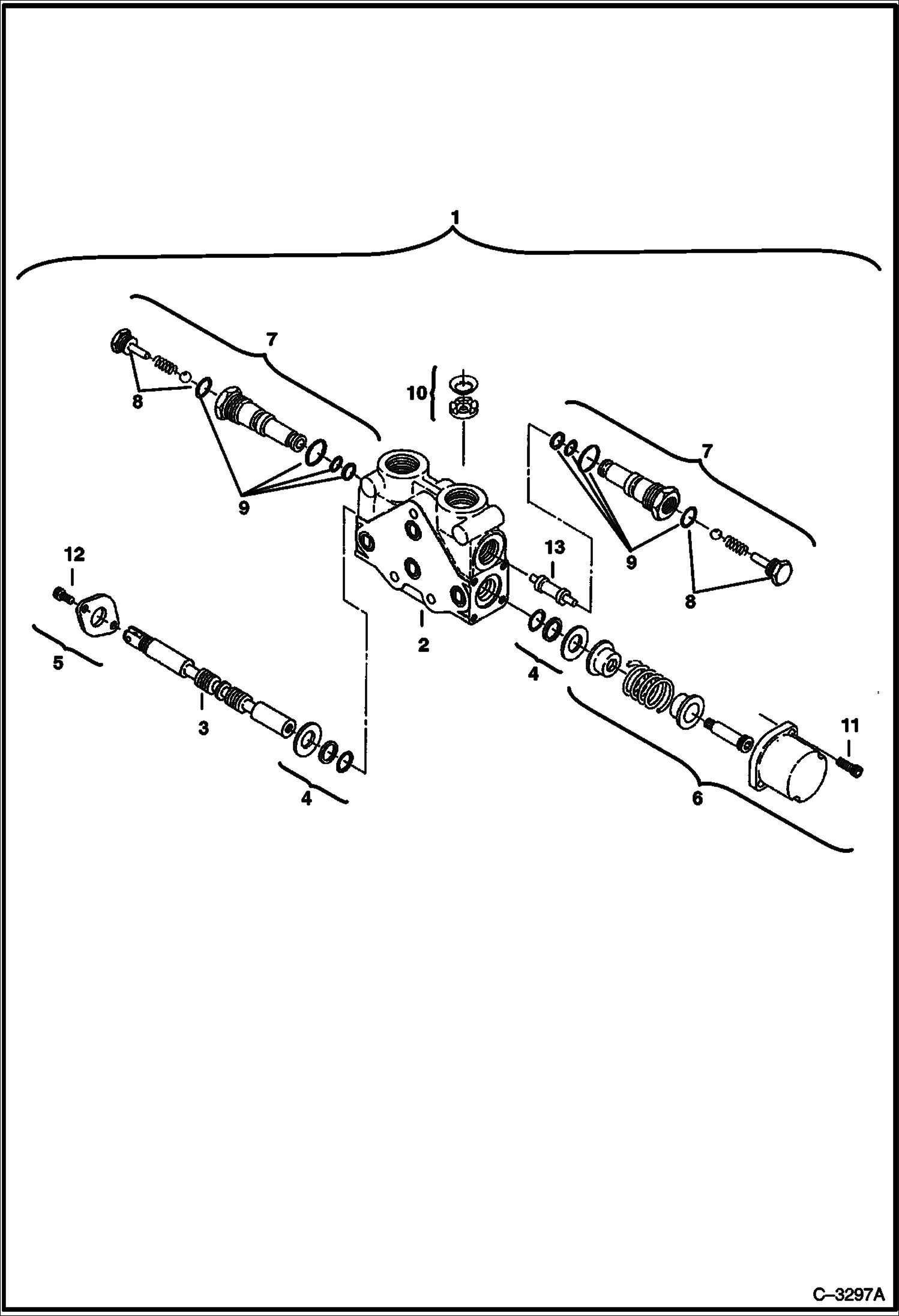 Схема запчастей Bobcat 331 - VALVE SECTION (Boom Swing) (3 Spool Valve) HYDRAULIC SYSTEM