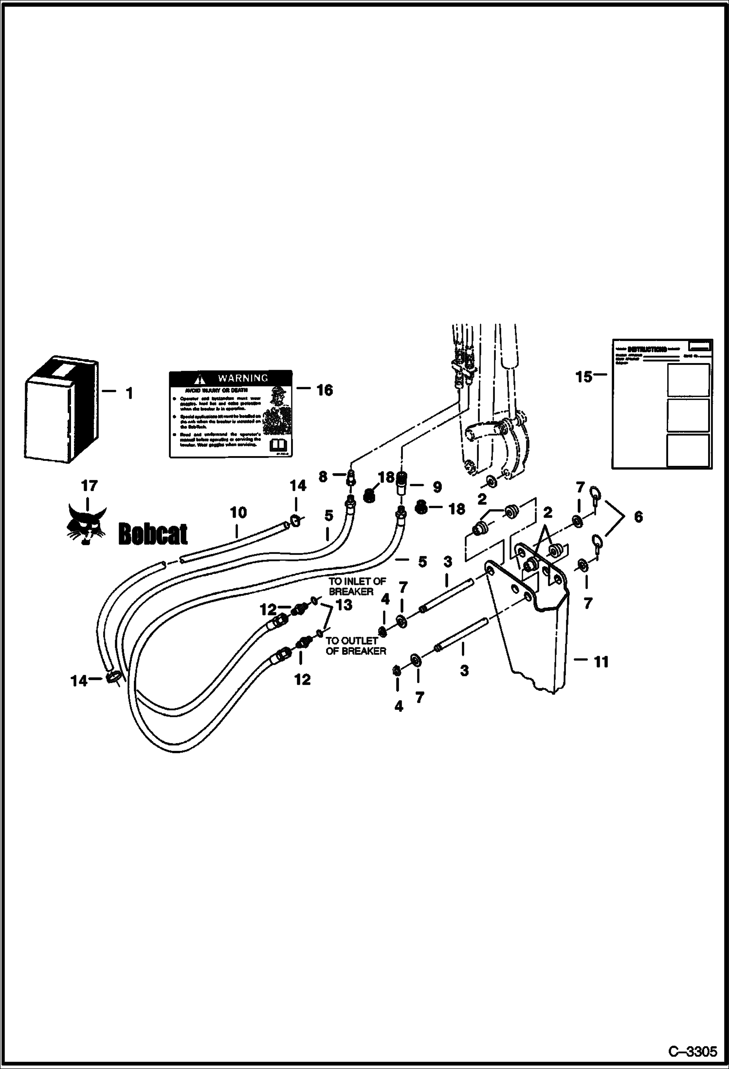 Схема запчастей Bobcat BREAKERS - BREAKER (Breaker Mounting Kit) (2500X) (Use on 709 Backhoe) Loader