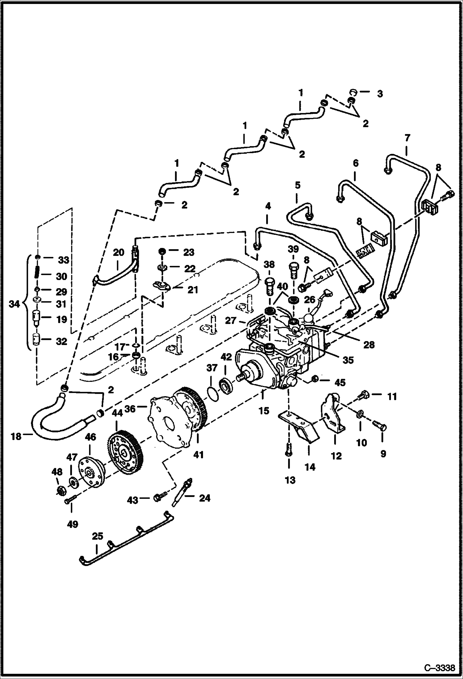 Схема запчастей Bobcat Feller Buncher - FUEL INJECTION SYSTEM POWER UNIT