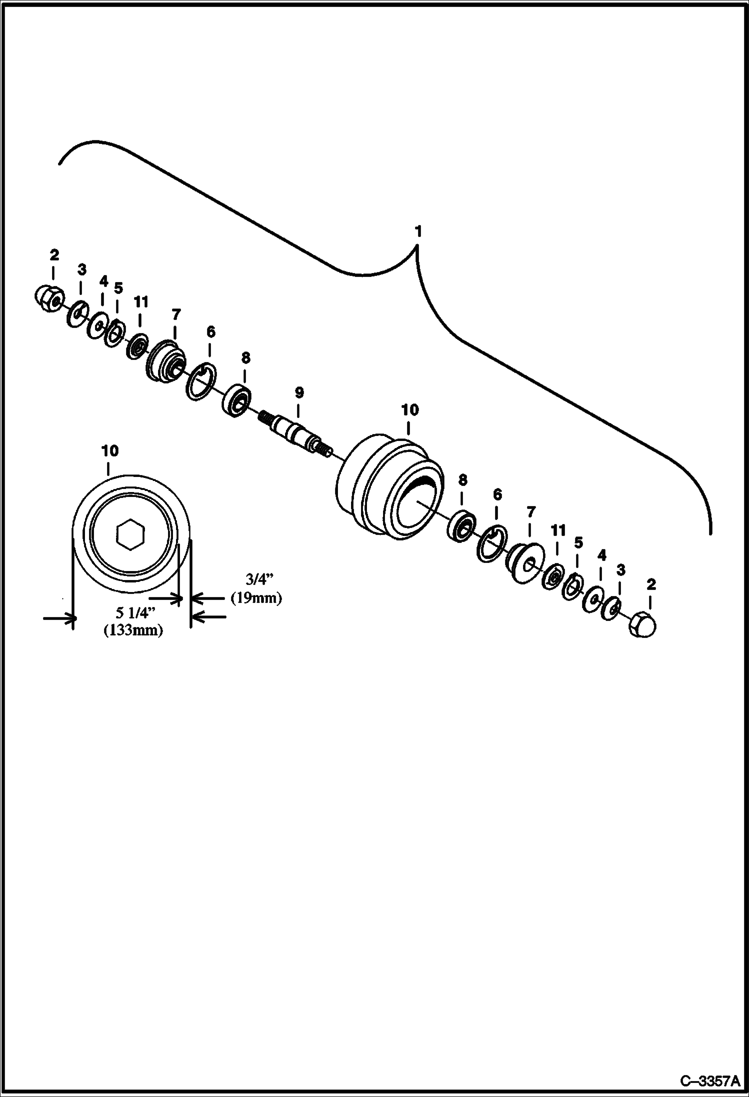Схема запчастей Bobcat 334 - TRACK ROLLER (Rubber Tracks) (W/O Oil Plug) UNDERCARRIAGE