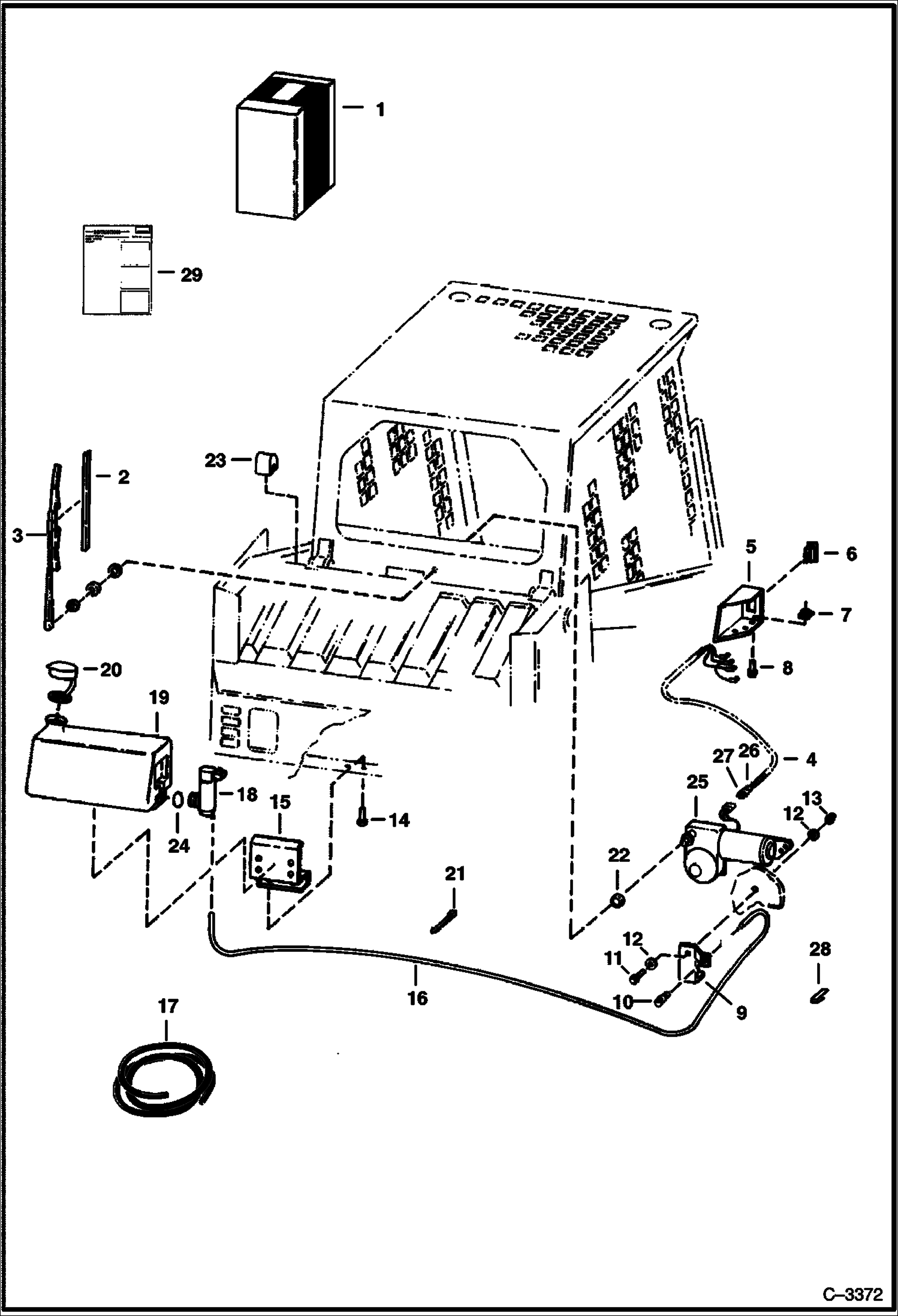 Схема запчастей Bobcat 700s - REAR WIPER KIT (Two Piece Rear Door) (S/N 5096 35001-43760, 5096 16001-16767) ACCESSORIES & OPTIONS