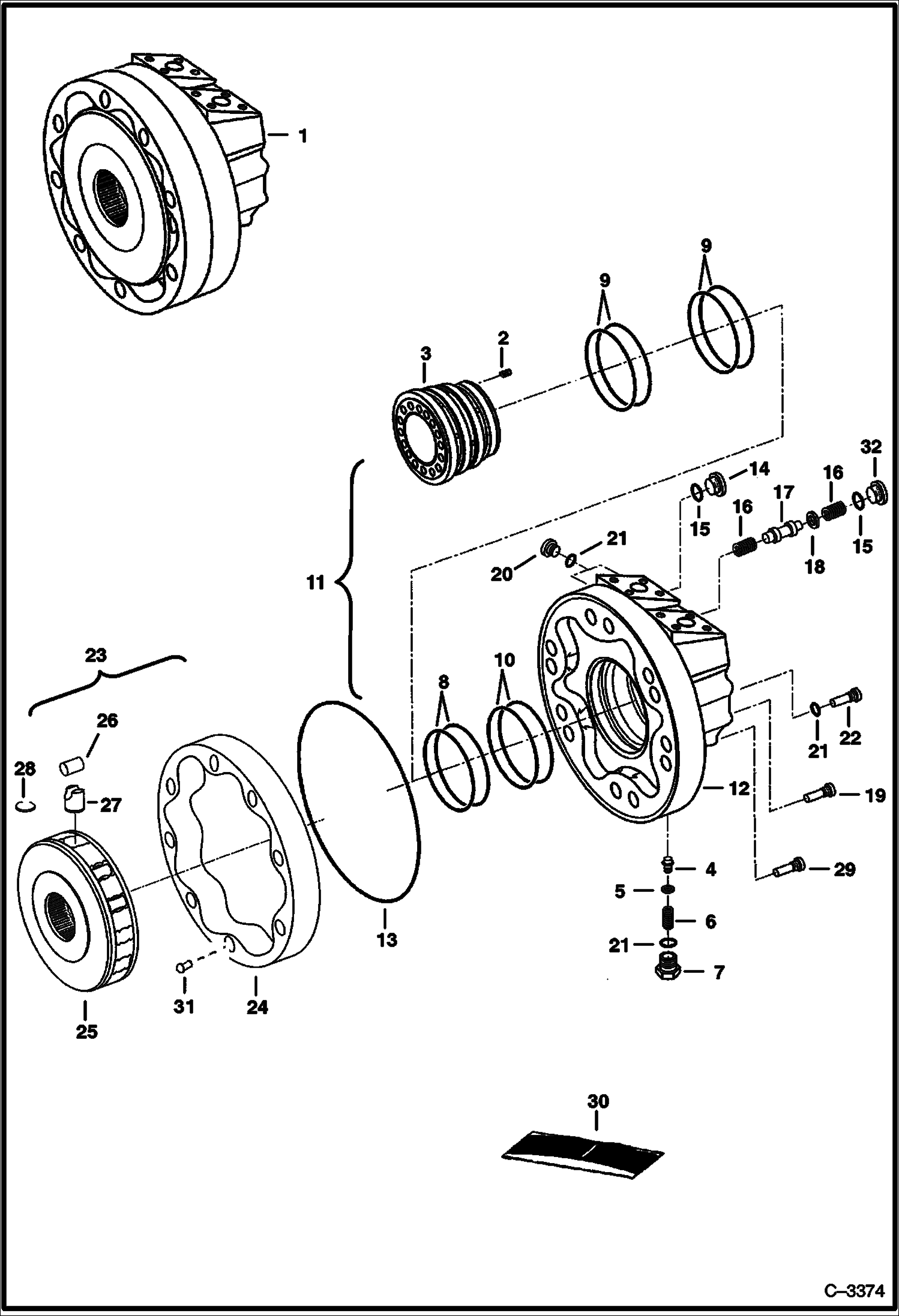 Схема запчастей Bobcat 800s - HYDROSTATIC MOTOR (Rexroth) HYDROSTATIC SYSTEM