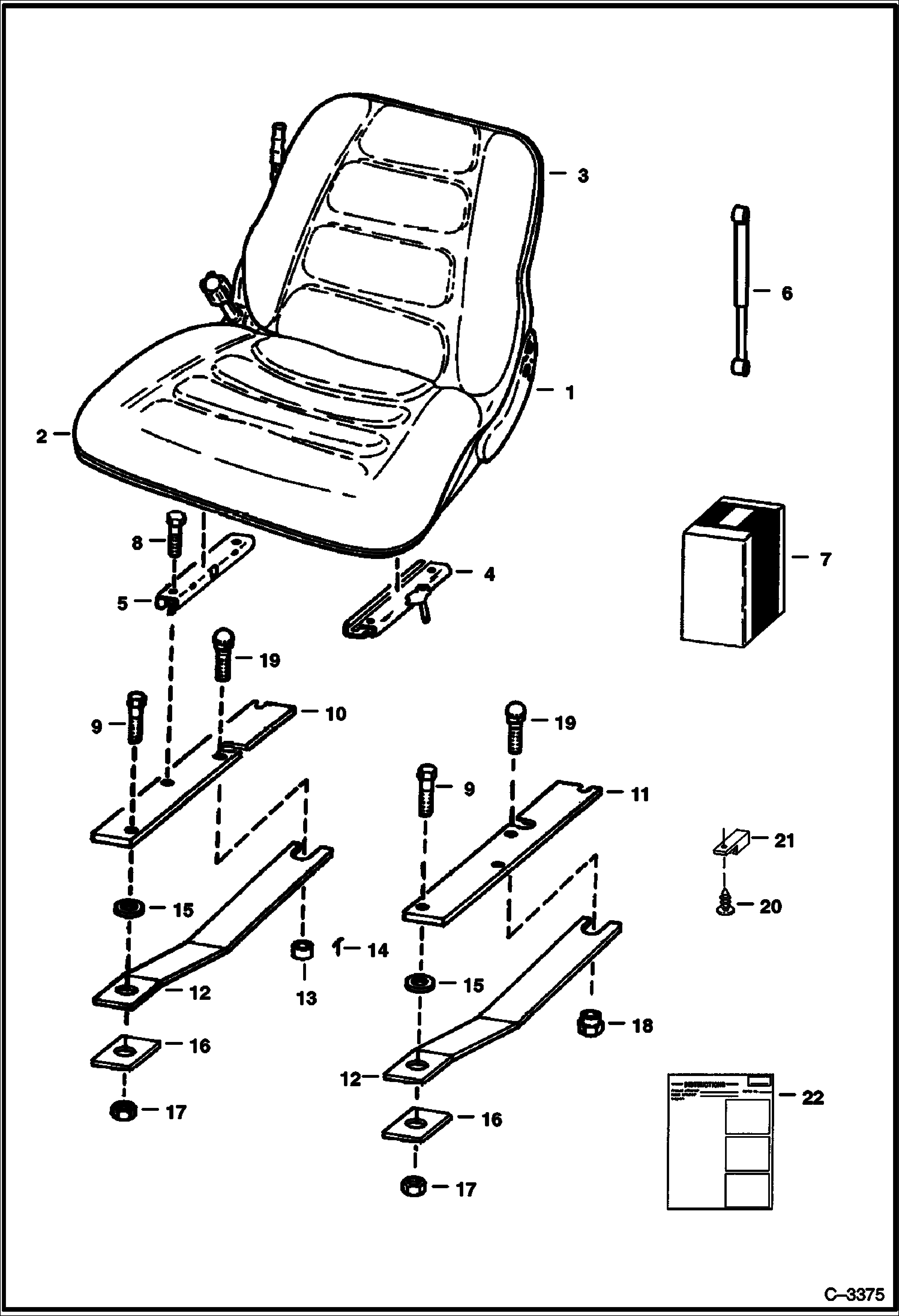 Схема запчастей Bobcat 400s - SUSPENSION SEAT (Grammer) ACCESSORIES & OPTIONS