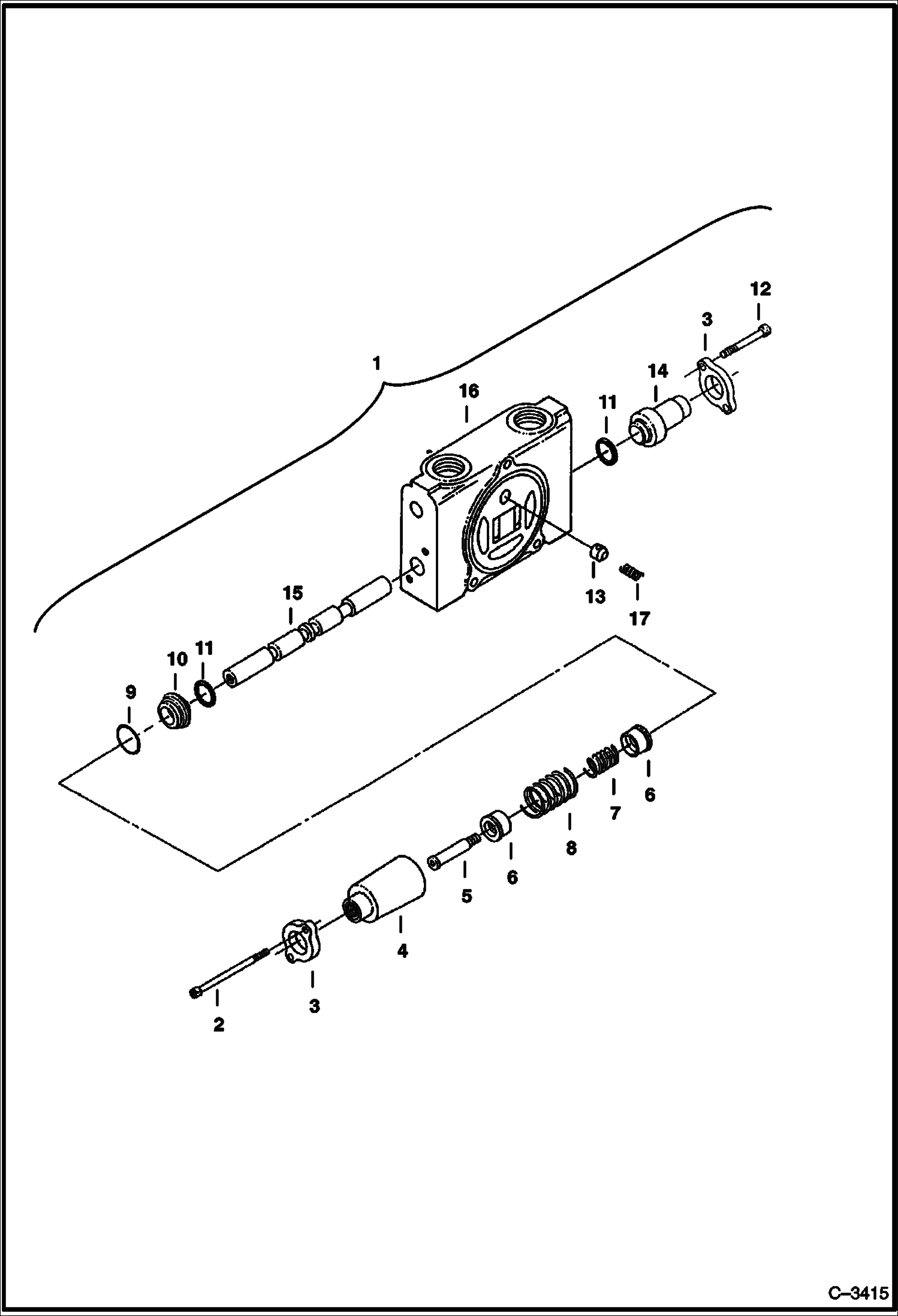 Схема запчастей Bobcat 328 - VALVE SECTION (Bucket) HYDRAULIC SYSTEM