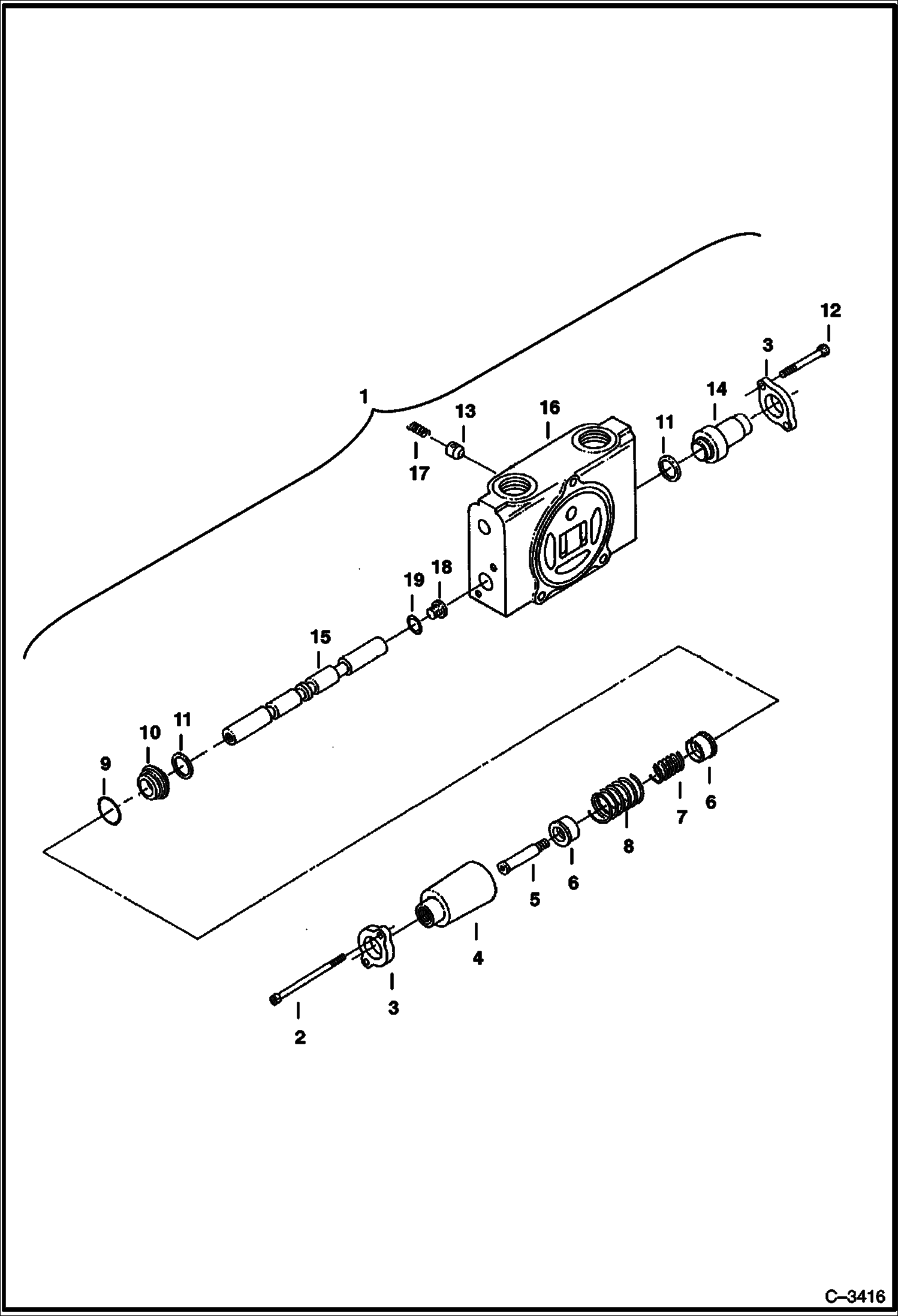 Схема запчастей Bobcat 334 - VALVE SECTION (Swing) HYDRAULIC SYSTEM