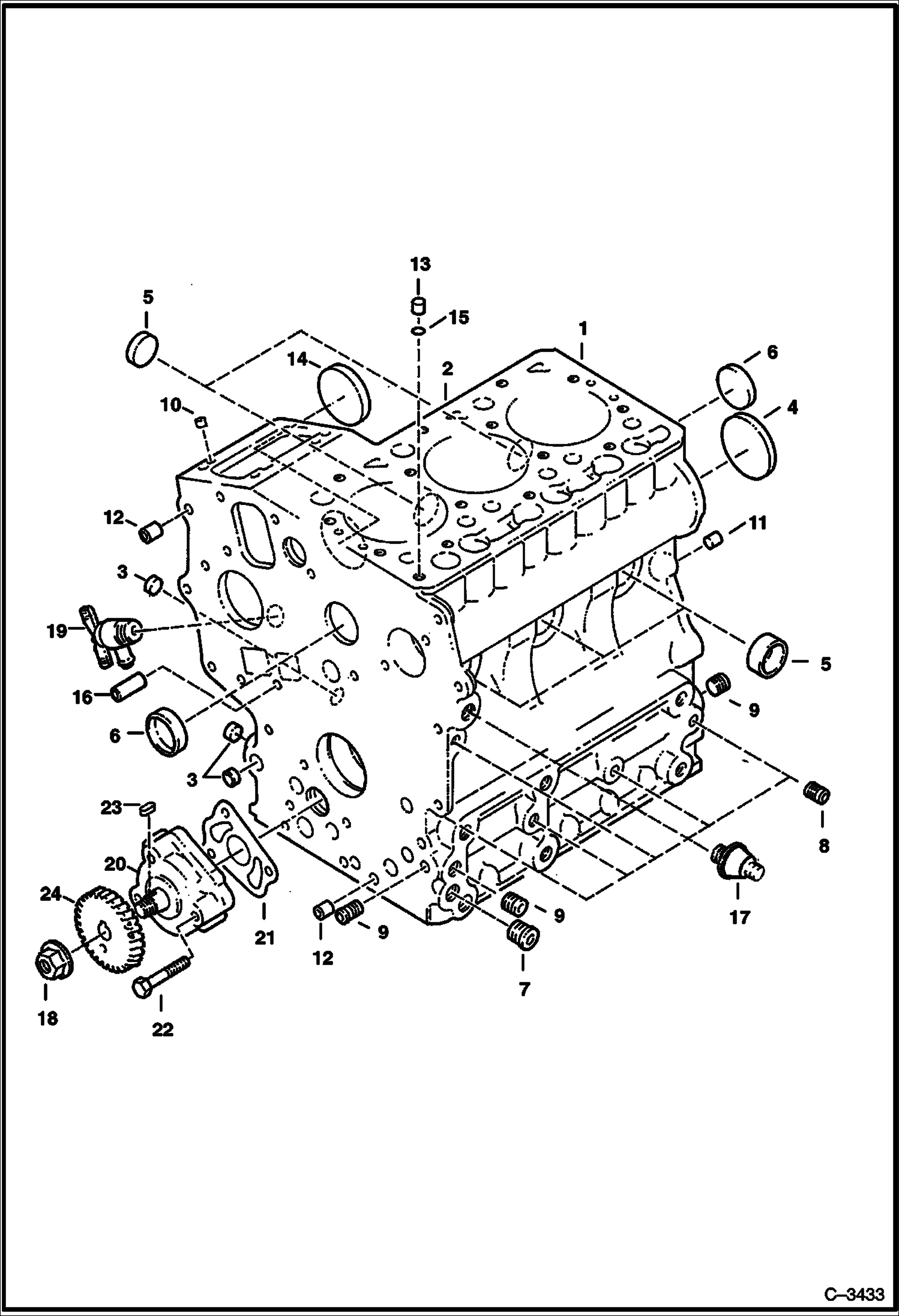 Схема запчастей Bobcat Mini Tracks Loaders - CRANKCASE (Kubota D722-EB-BC-4) (Tier I) (S/N 5236 11001 & Above, 5237 11001 & Above) POWER UNIT