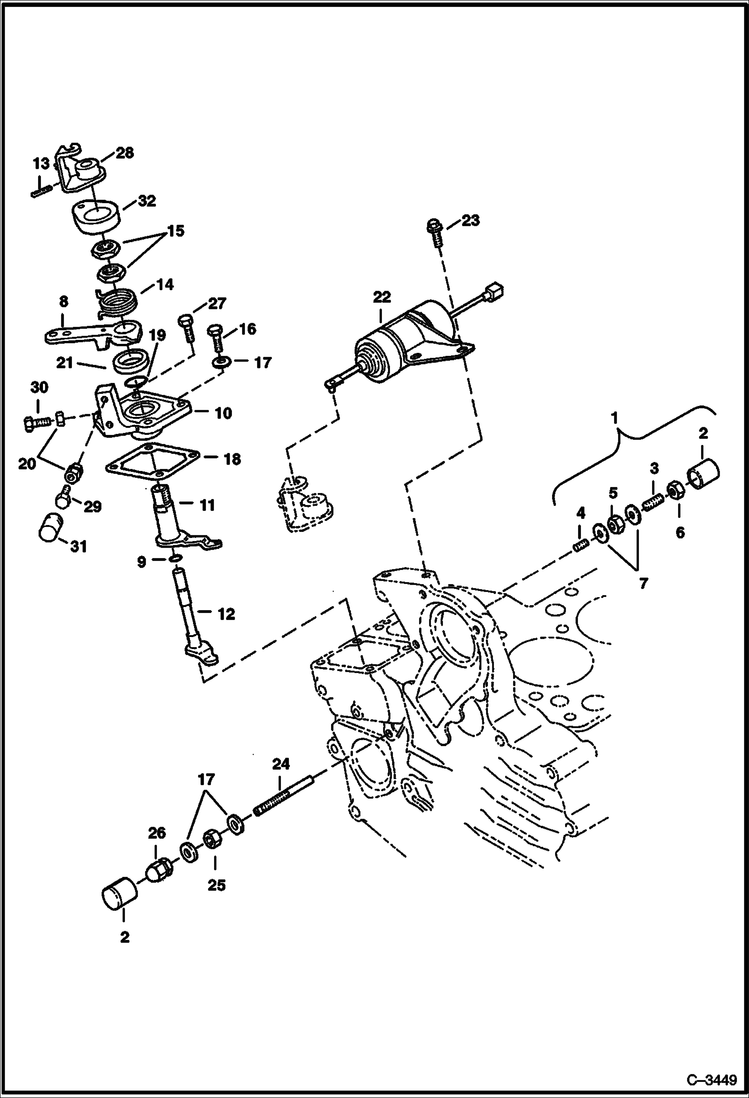 Схема запчастей Bobcat 320 - SPEED CONTROL & STOP LEVER POWER UNIT